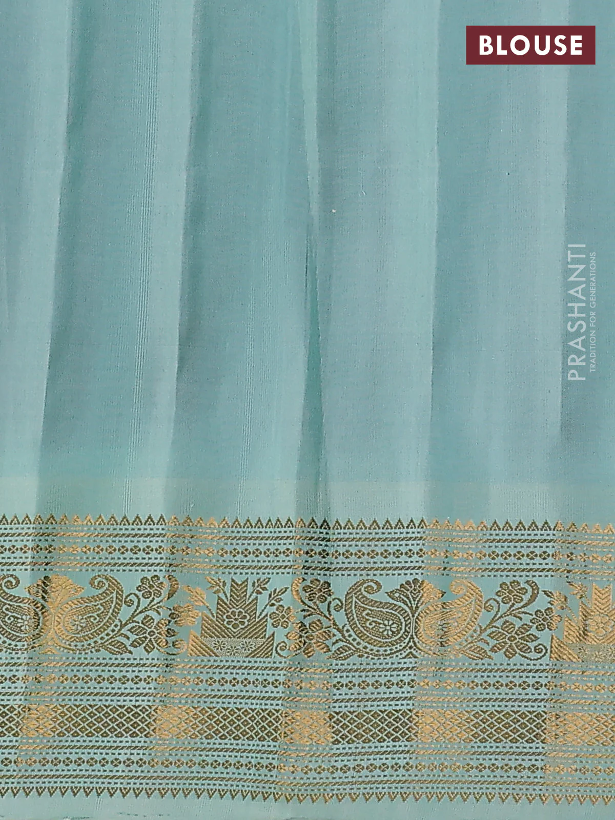 Pure gadwal silk saree black and teal green shade with silver & gold zari woven buttas and temple design zari woven border - Image 4