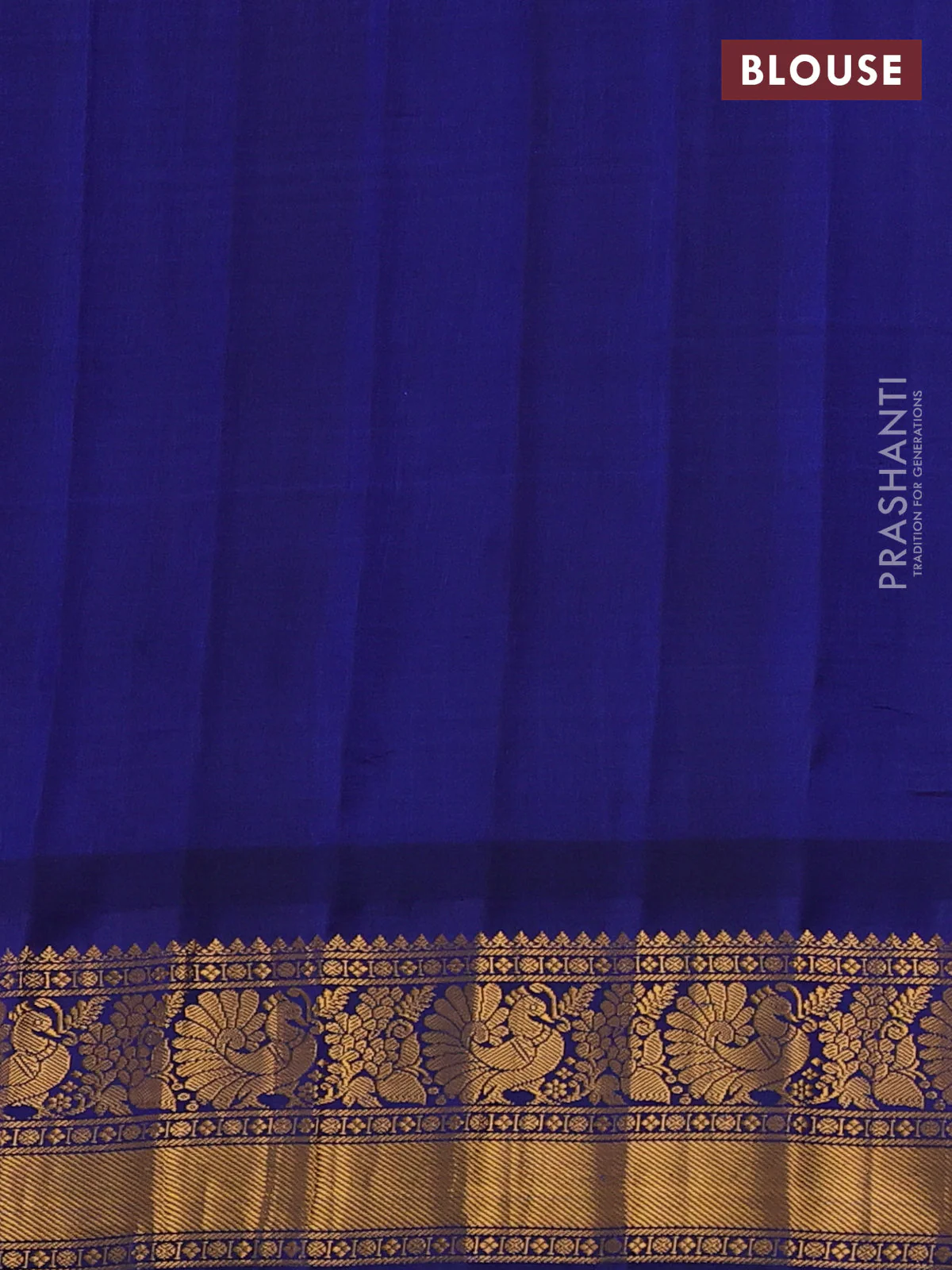 Pure gadwal silk saree cream maroon and blue with allover checks & zari buttas and temple design zari woven border - Image 4