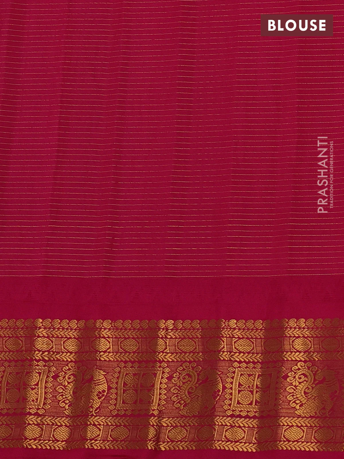Pure gadwal silk saree cs blue and pink with allover zari checks & buttas and temple design zari woven border - Image 4
