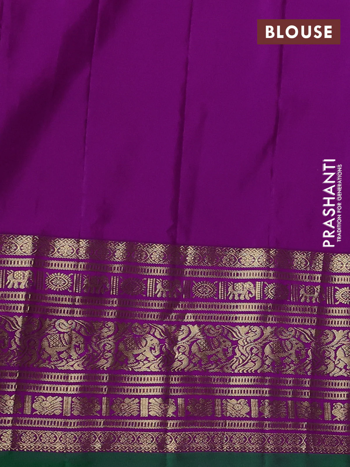 Pure gadwal silk saree cs blue and purple with thread & zari woven buttas and long zari woven border - Image 3