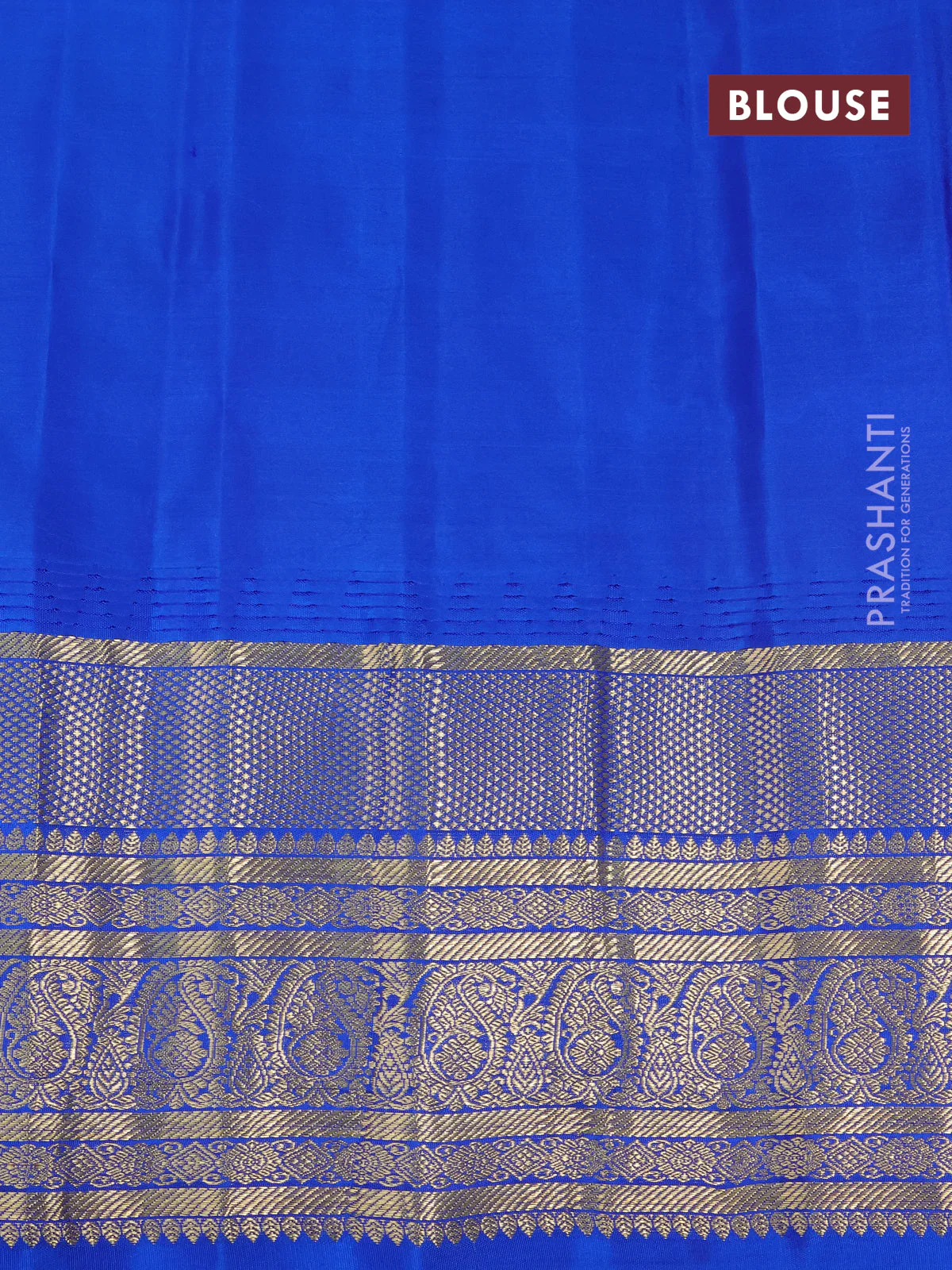 Pure gadwal silk saree deep maroon and blue with silver & gold zari woven buttas and long zari woven border - Image 4