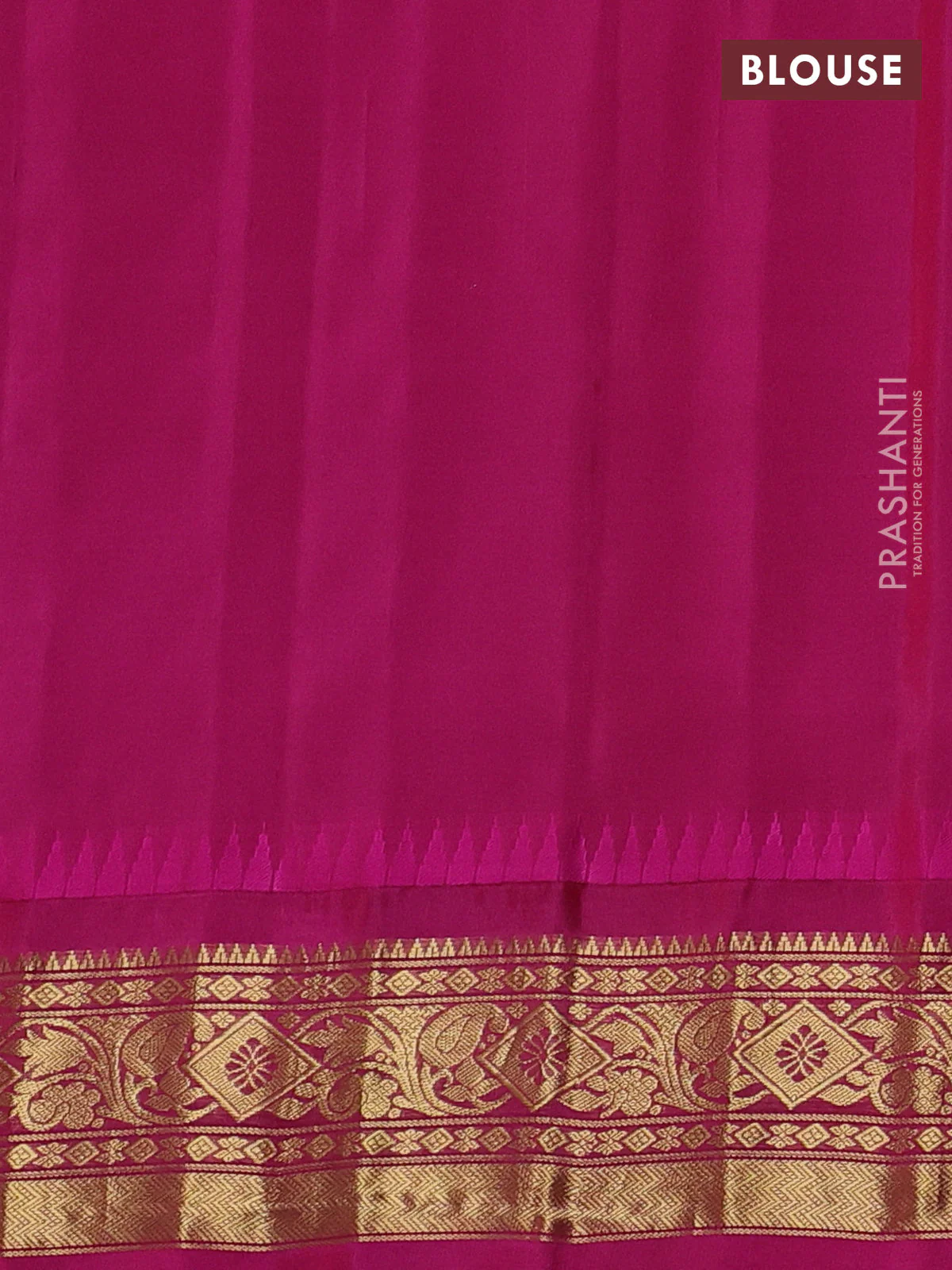 Pure gadwal silk saree dual shade of blue and pink with allover zari checks & buttas and long temple design zari woven border - Image 4