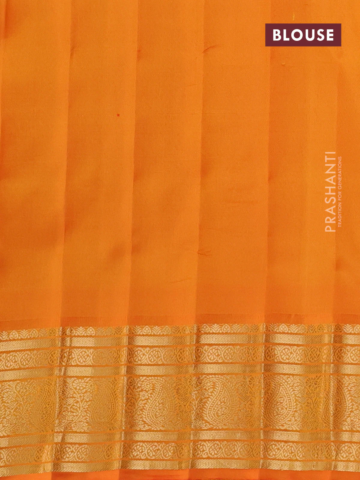 Pure gadwal silk saree light blue and orange with zari woven buttas and temple design zari woven border - Image 4