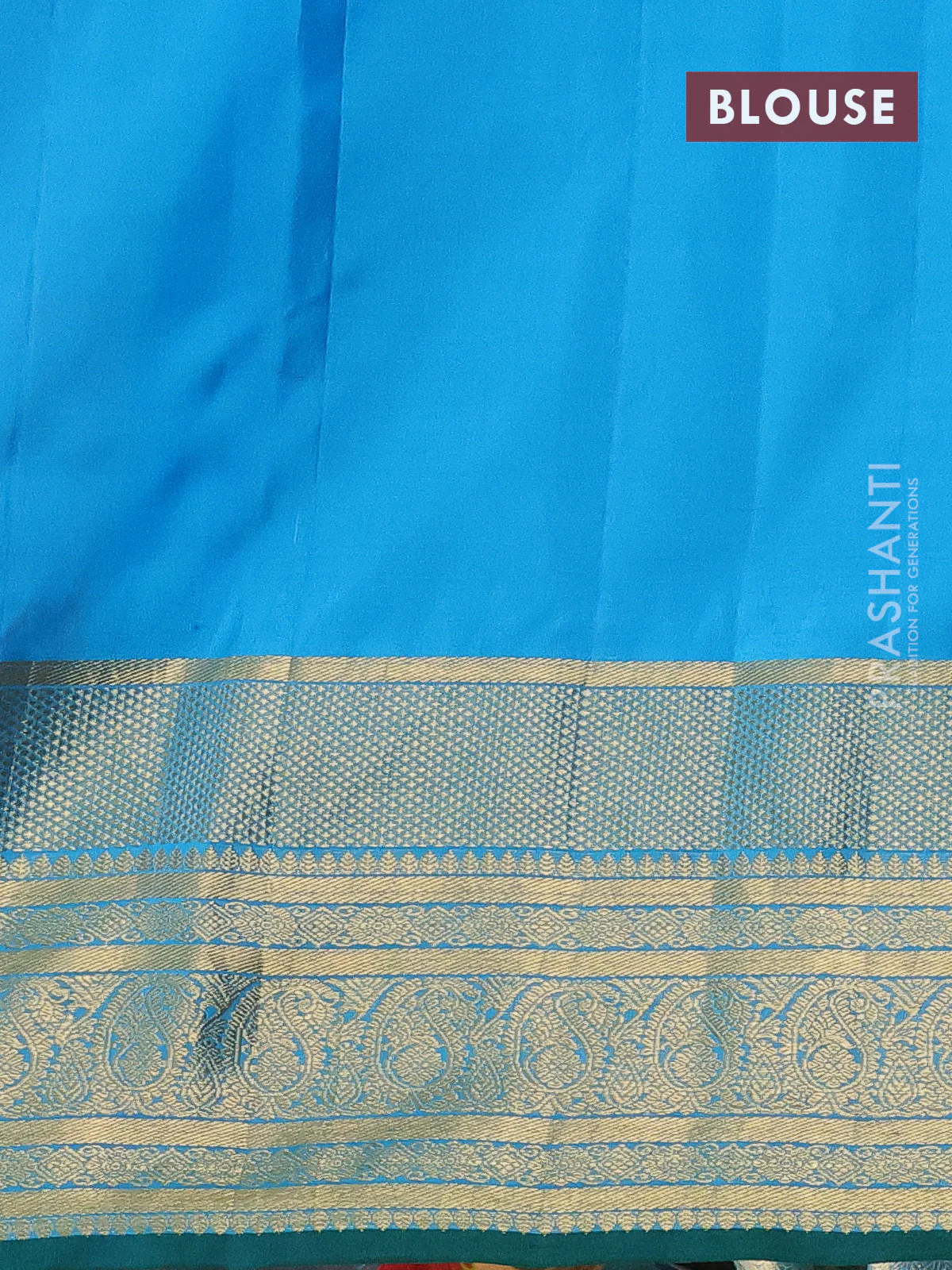 Pure gadwal silk saree maroon and cs blue with zari woven buttas and temple design zari woven border - Image 4