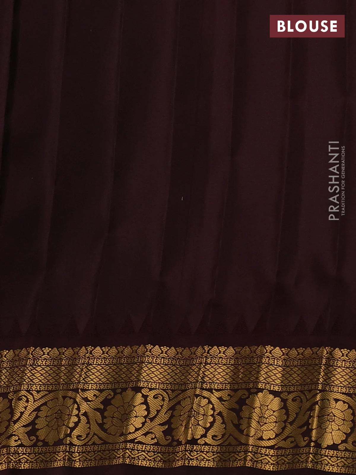 Pure gadwal silk saree mild peach pink and coffee brown with allover zari woven buttas and temple design zari woven border - Image 4