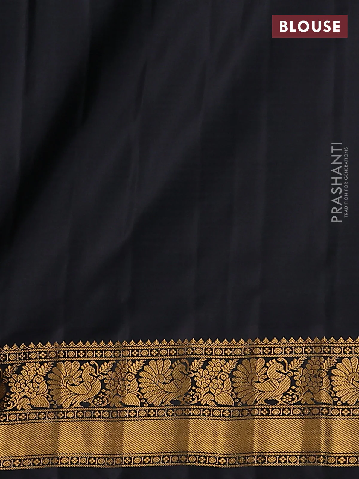 Pure gadwal silk saree multi colour and blue black with allover small checks & zari buttas and temple design zari woven border - Image 4