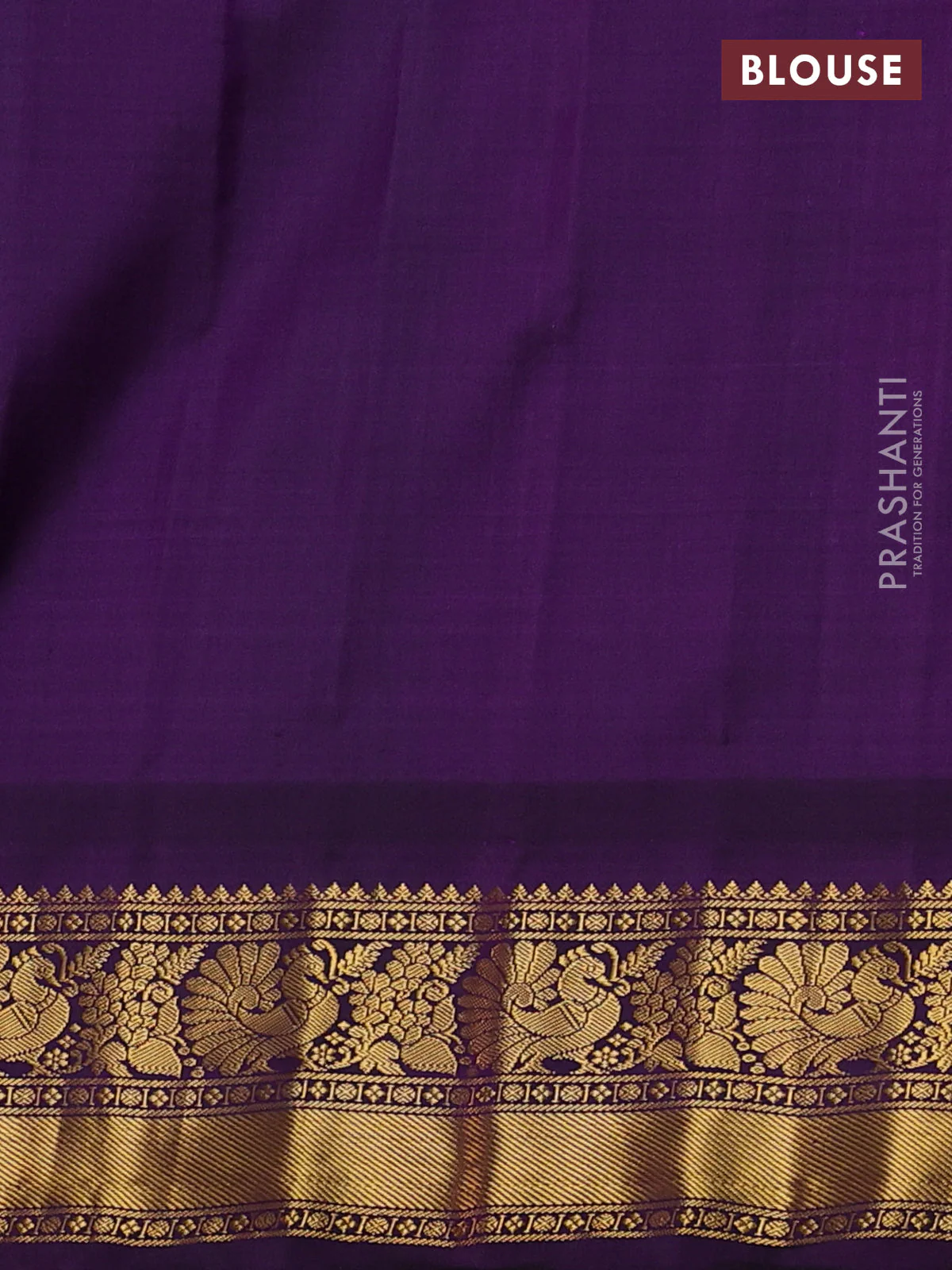 Pure gadwal silk saree off white blue and purple with allover small checks & zari buttas and temple design zari woven border - Image 4