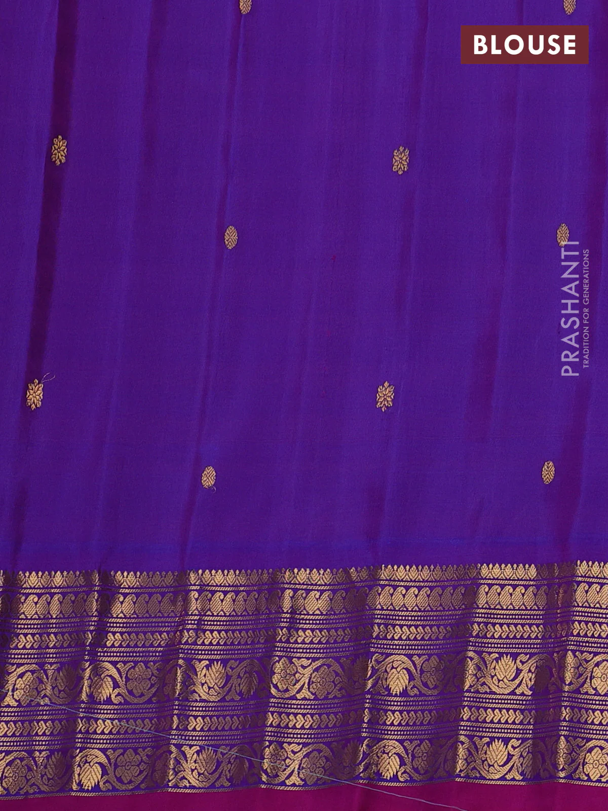 Pure gadwal silk saree orange and dual shade of purple with zari woven buttas and temple design zari woven border - Image 4