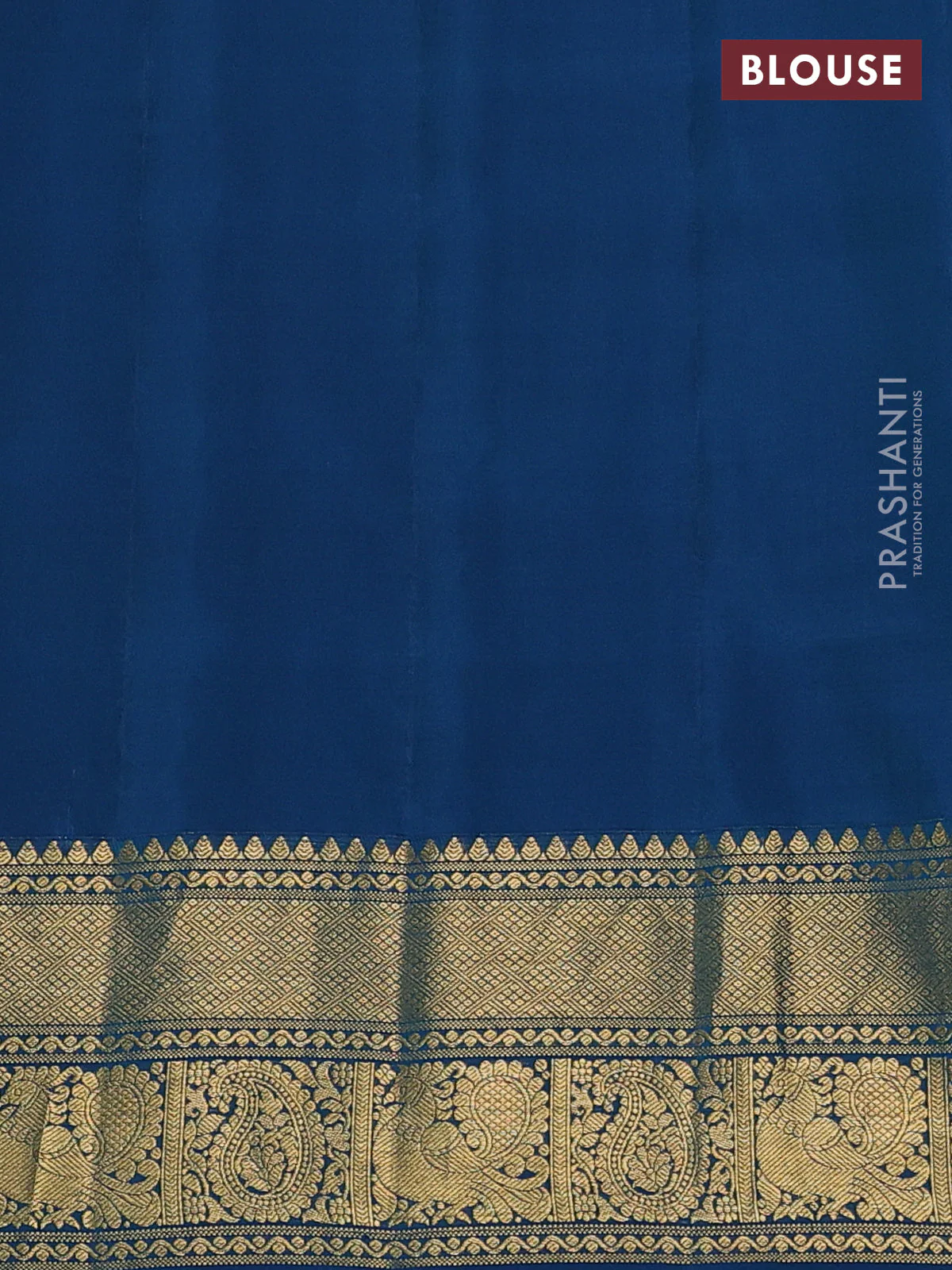 Pure gadwal silk saree orange and peacock blue with annam zari woven buttas and temple design zari woven border - Image 4
