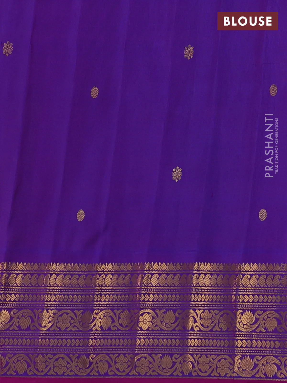 Pure gadwal silk saree pale orange and purple with zari woven buttas and temple design zari woven border - Image 4
