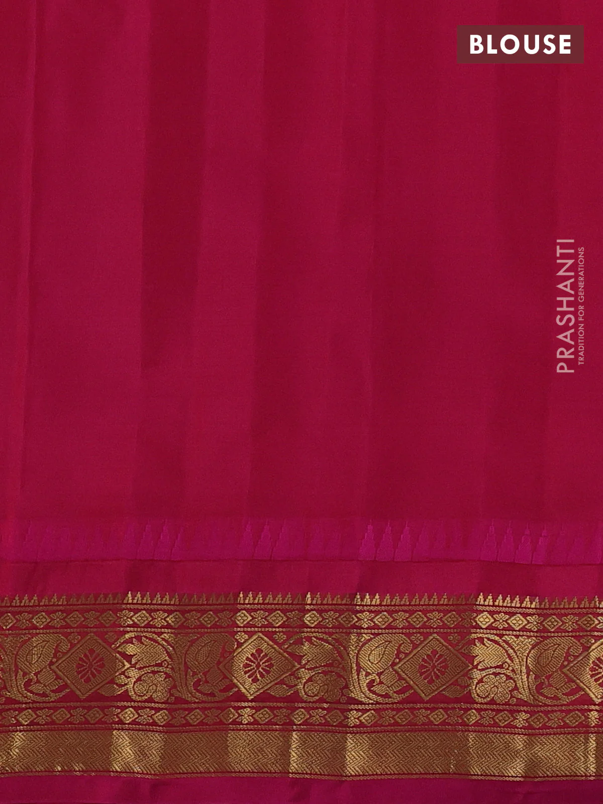 Pure gadwal silk saree parrot green and pink with allover zari checks & buttas and temple design zari woven border - Image 4