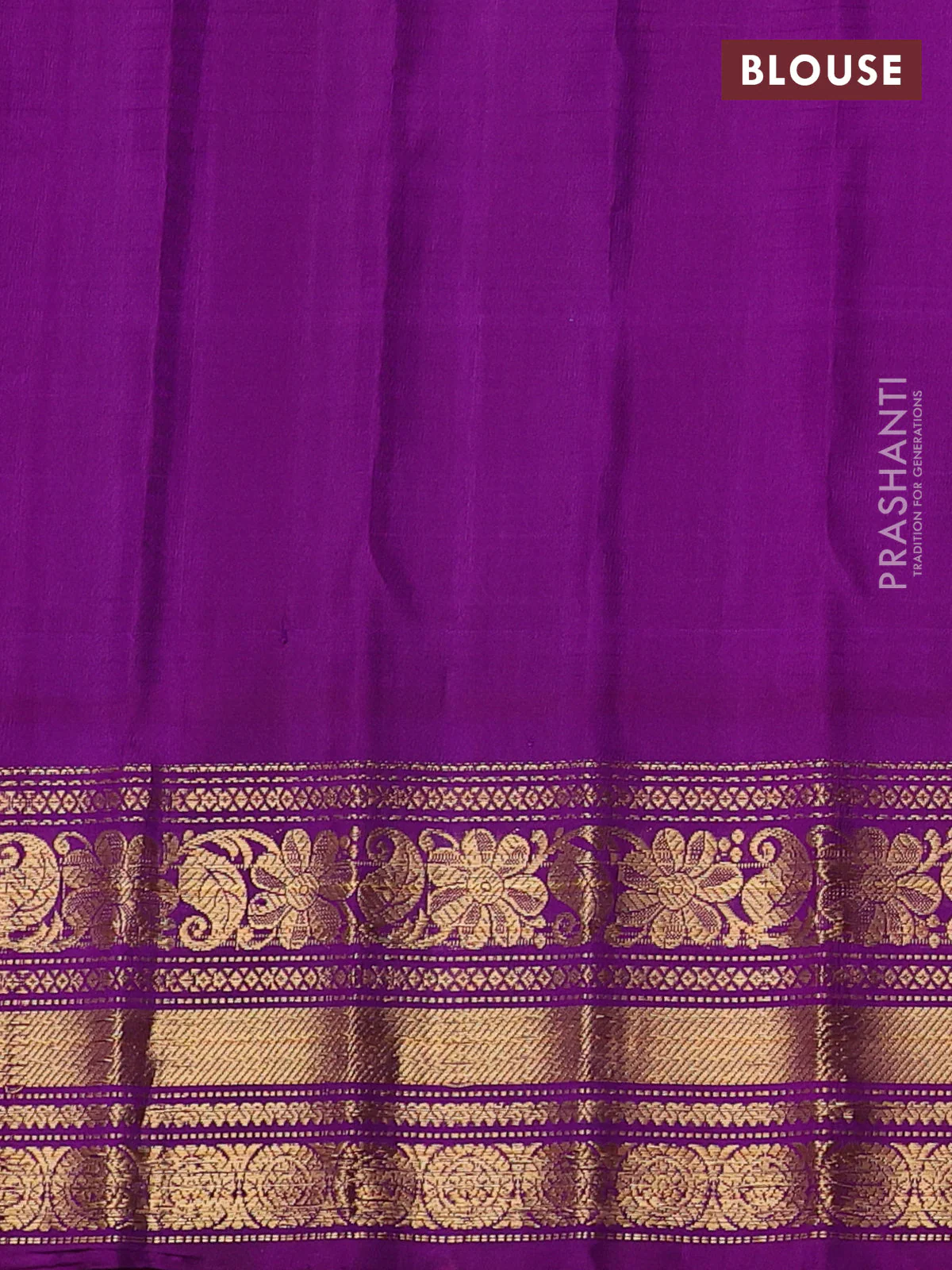 Pure gadwal silk saree peach orange and purple with allover checks & buttas and temple design zari woven border - Image 4