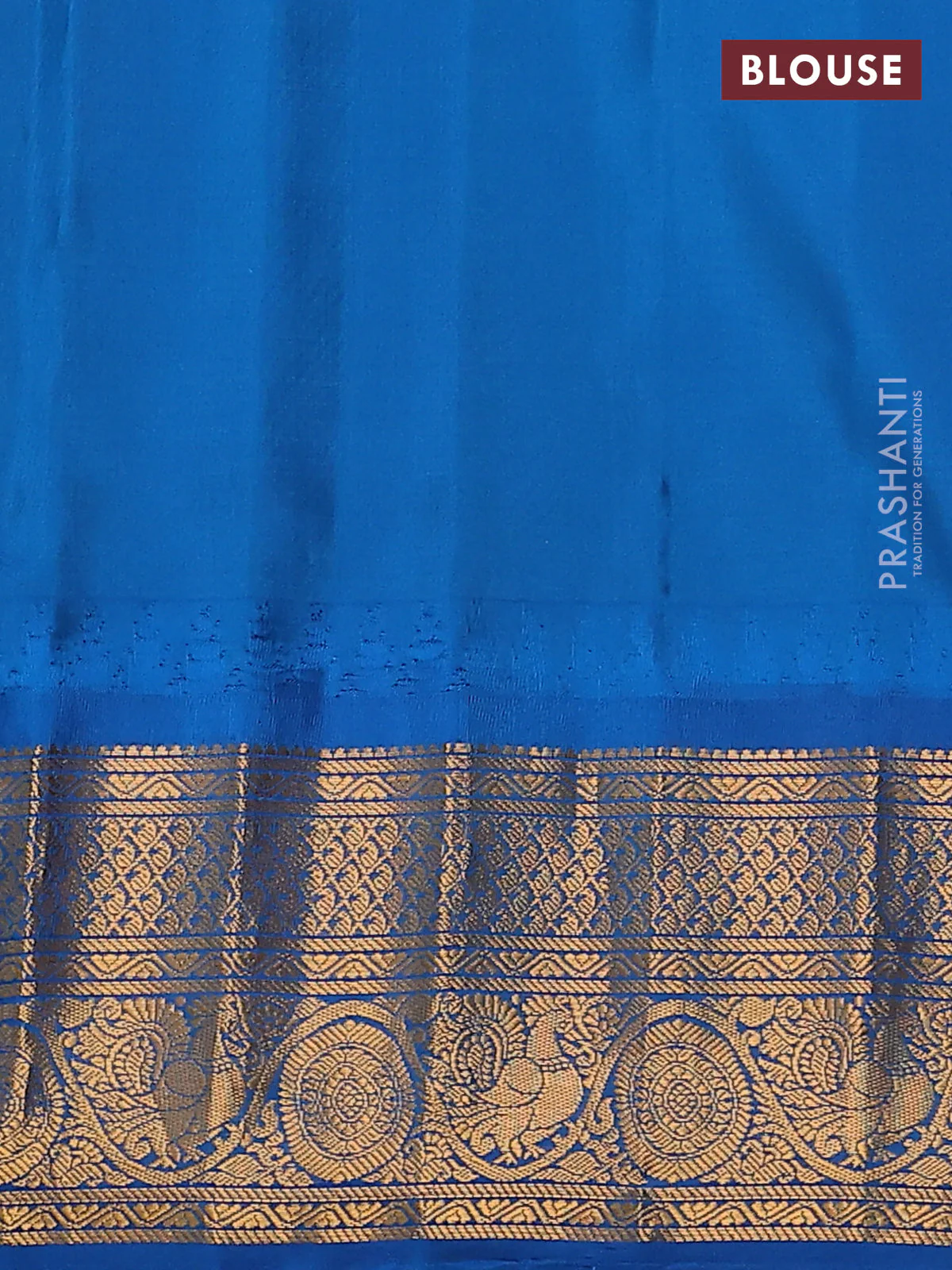 Pure gadwal silk saree pink and cs blue with paisley zari woven buttas and temple design zari woven border - Image 4
