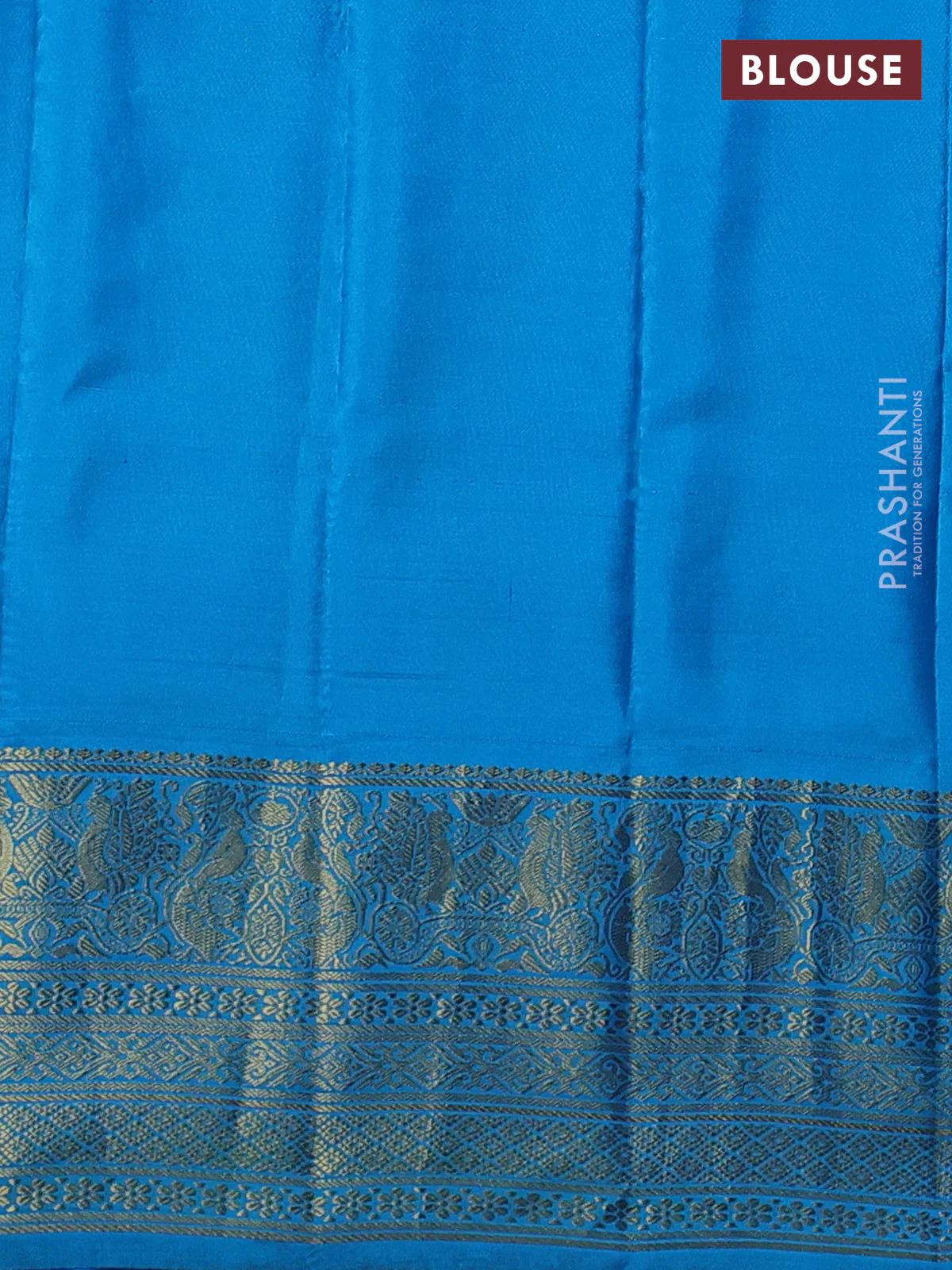 Pure gadwal silk saree rustic orange and blue with allover stripe pattern and rich zari woven border - Image 4