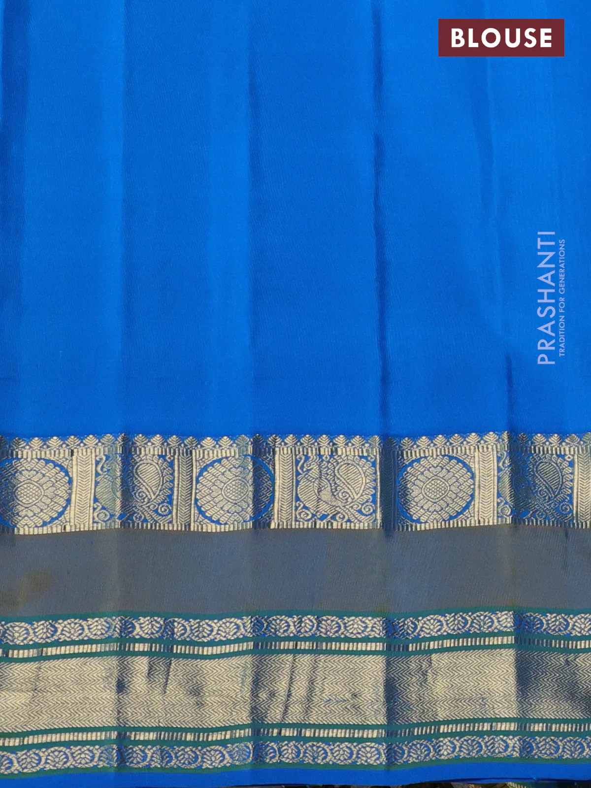 Pure gadwal silk saree wine shade and cs blue with allover zari weaves & buttas and temple design rettapet zari woven border - Image 3