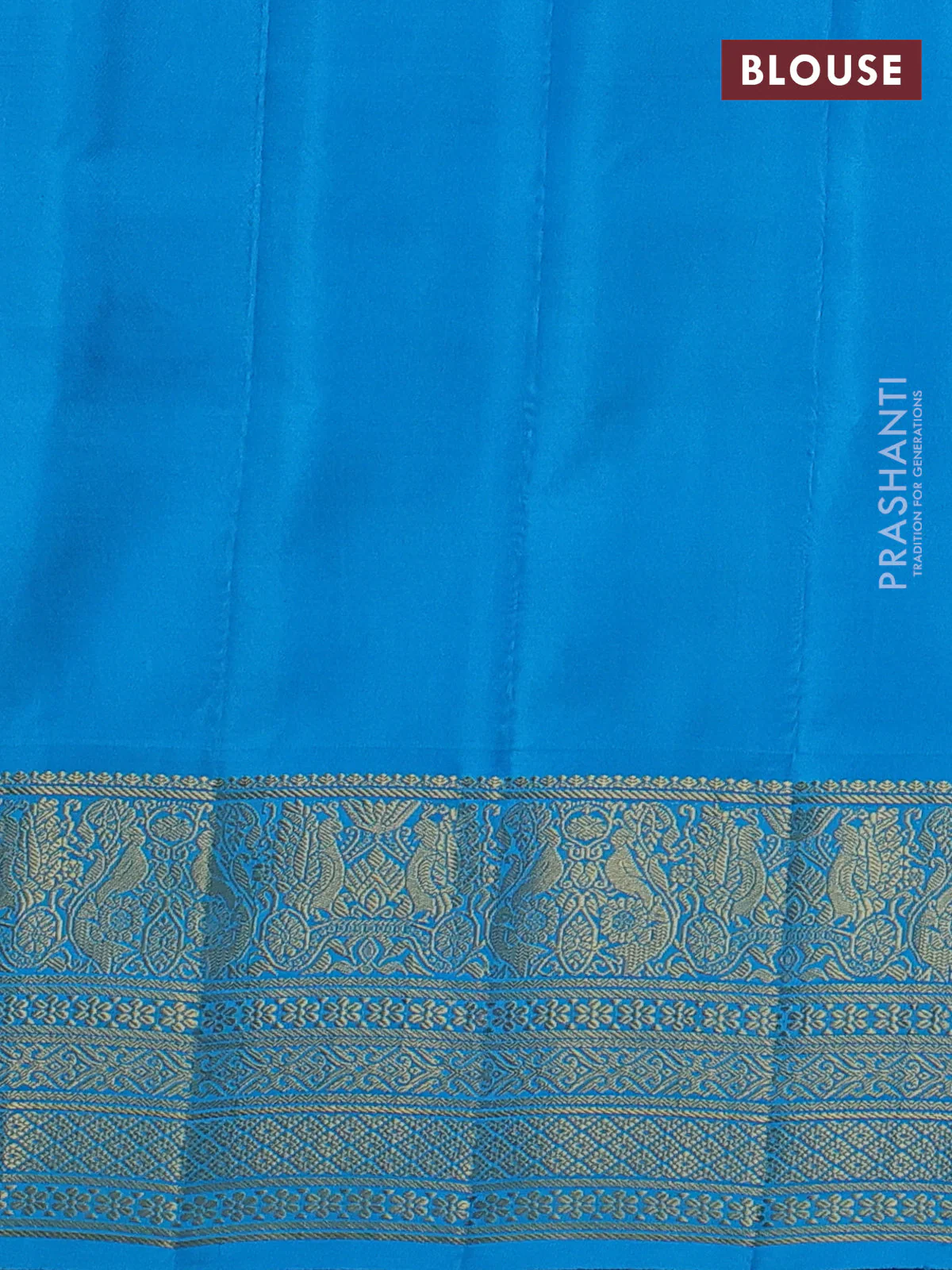 Pure gadwal silk saree yellow and light blue with allover stripe pattern and rich zari woven border - Image 4