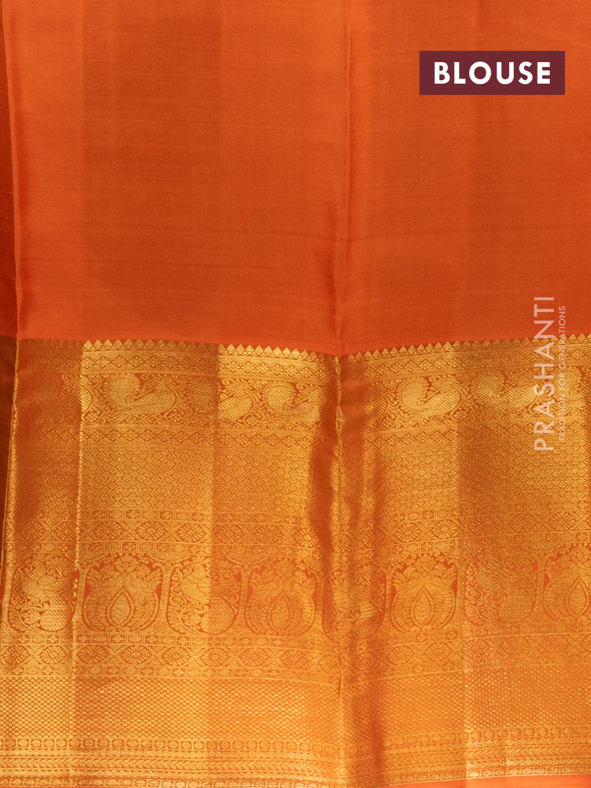 Pure kanchipuram silk lehenga purple and orange with allover brocade weaves and long zari woven border - Image 2