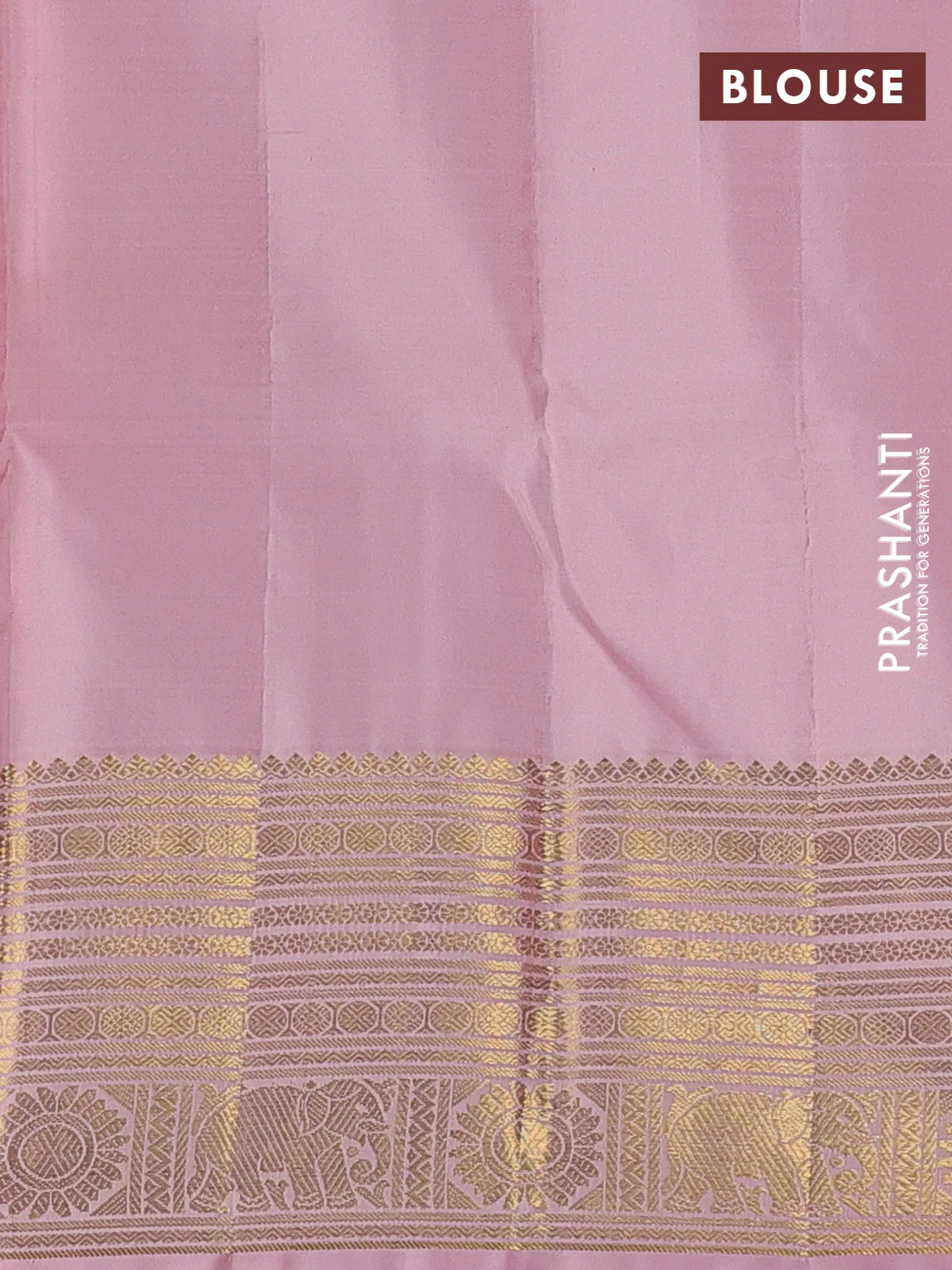 Pure kanchipuram silk saree baby pink with allover zari checks & buttas and rich zari woven border - Image 4