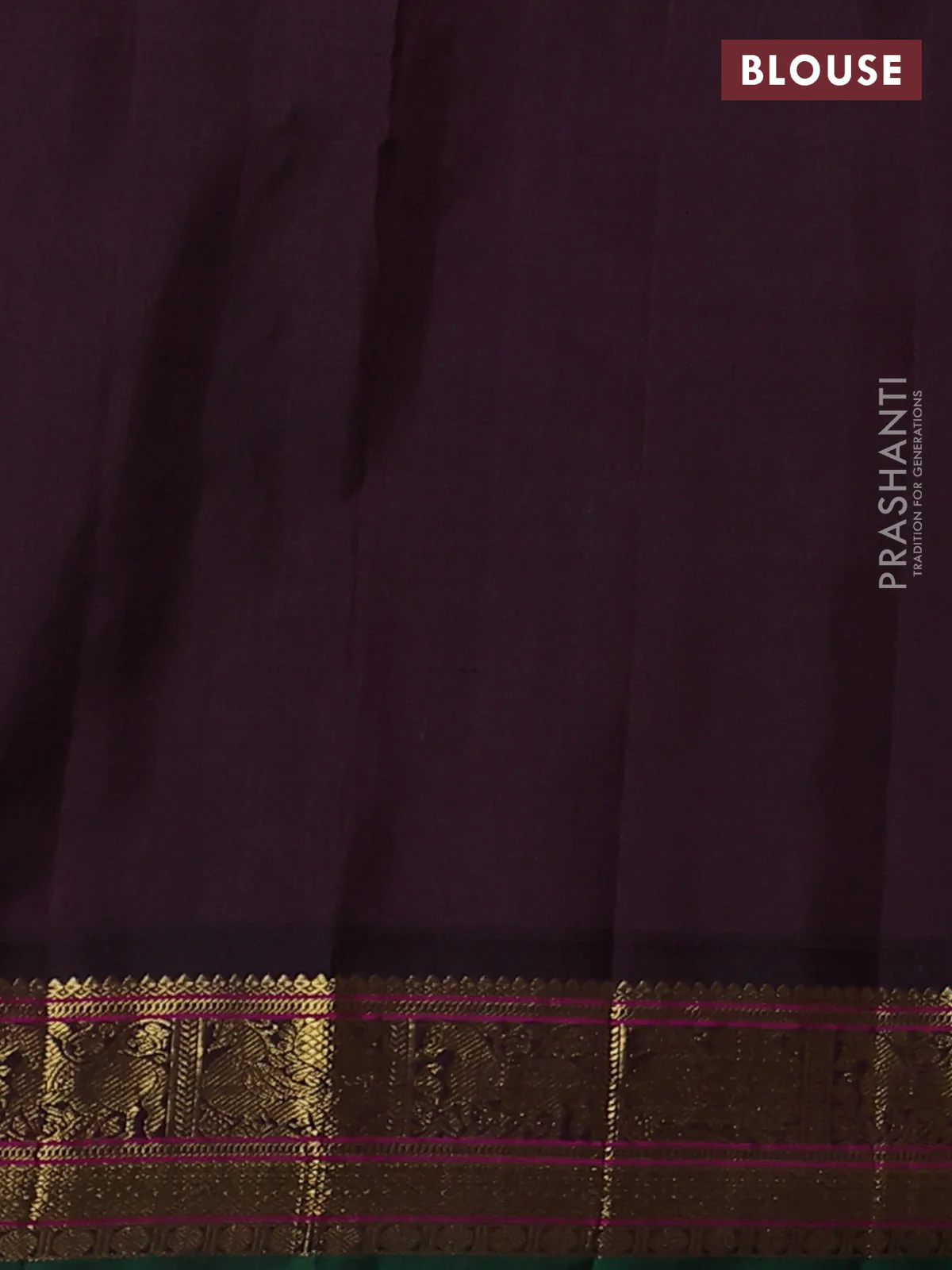 Pure kanchipuram silk saree beige and jamun shade with thread & zari woven buttas and rich zari woven korvai border - Image 4