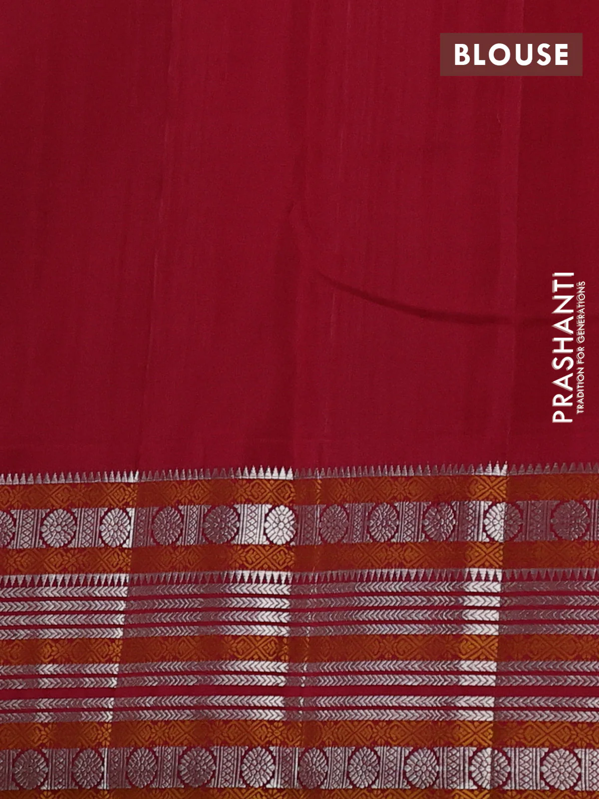 Pure kanchipuram silk saree beige and maroon with silver zari woven buttas and thread & zari woven border - Image 4