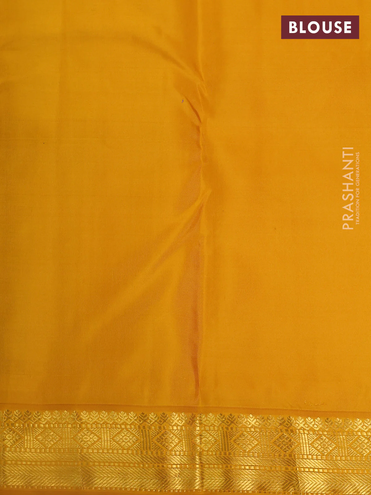 Pure kanchipuram silk saree black and mustard yellow with allover small zari checks & buttas and zari woven korvai border - Image 4