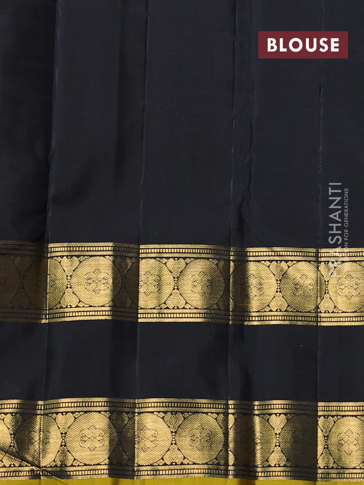 Pure kanchipuram silk saree black with allover zari woven floral buttas and rettapet zari woven border - Image 4