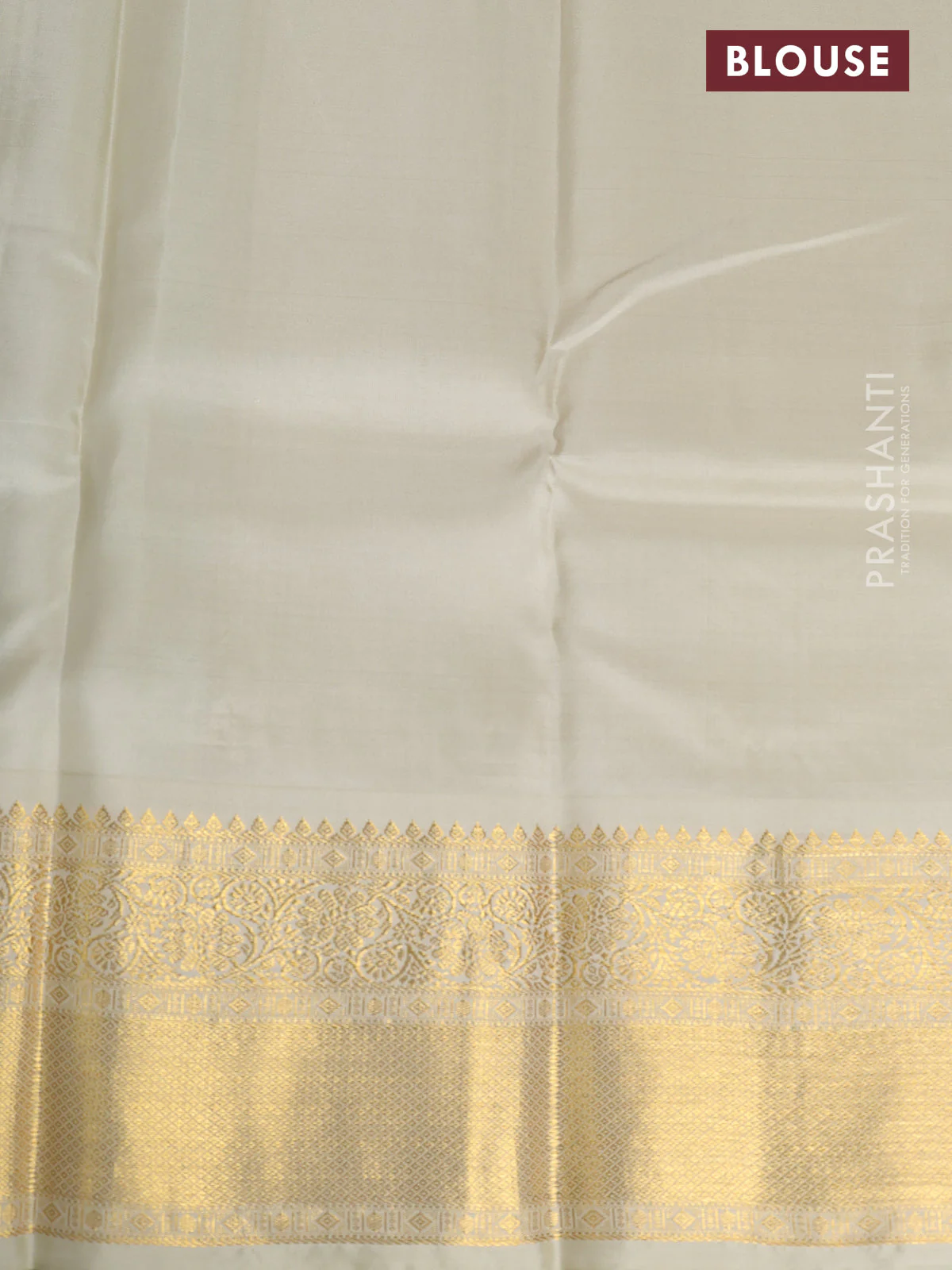 Pure kanchipuram silk saree blue and cream with elephnant zari woven buttas and rich zari woven korvai border - Image 8