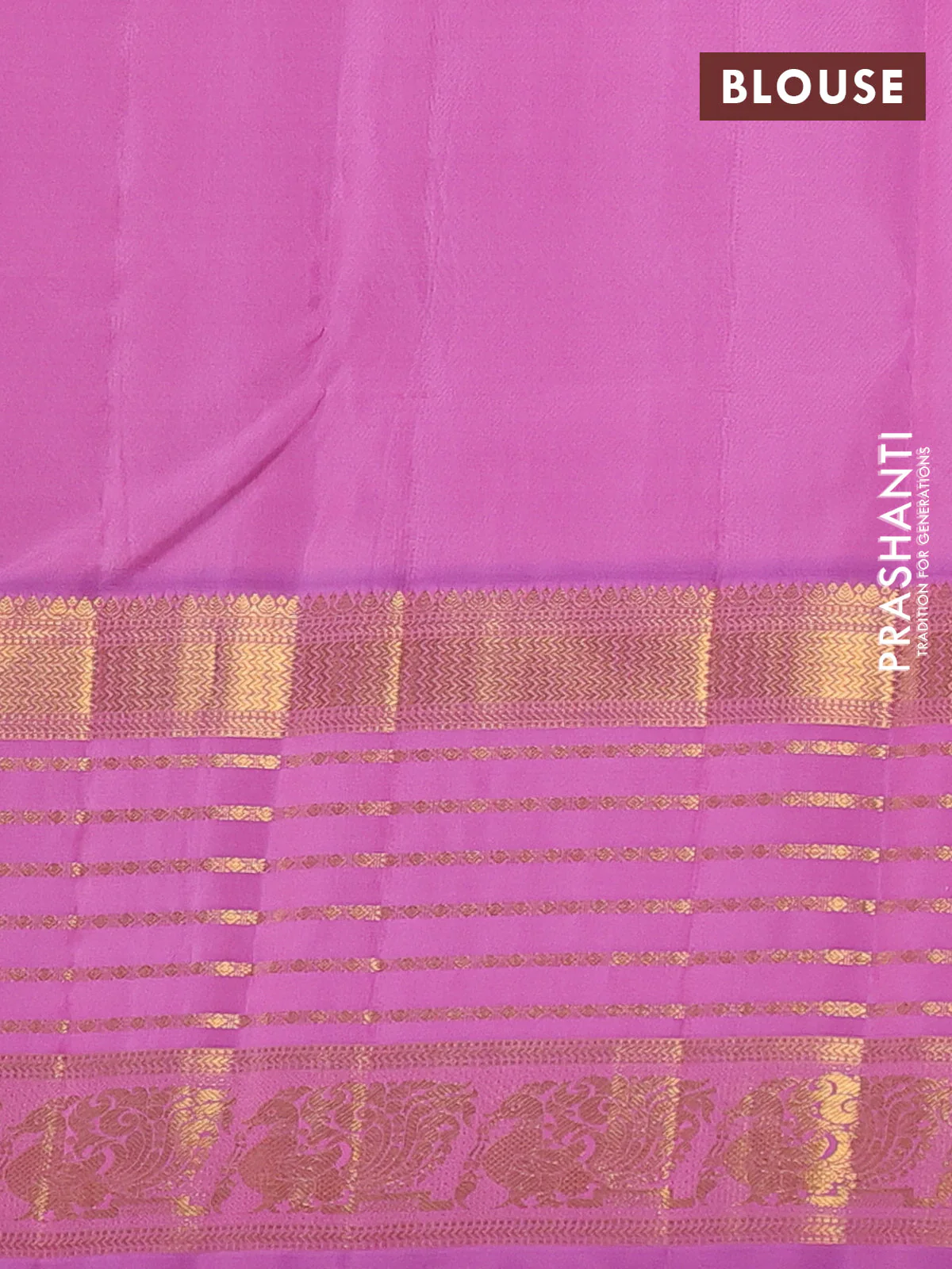 Pure kanchipuram silk saree blue and mauve pink with zari woven buttas and long zari woven border - Image 4