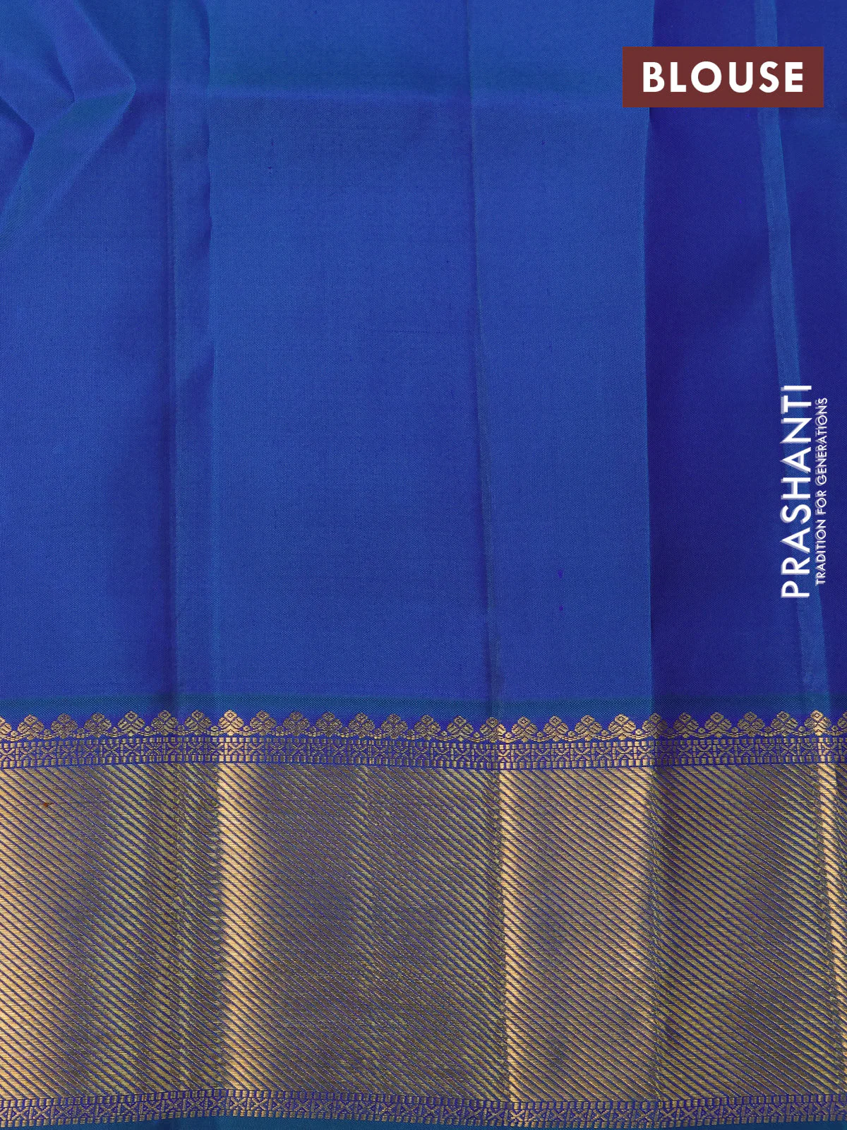 Pure kanchipuram silk saree blue and peacock blue with allover zari woven stripes pattern and zari woven border - Image 10