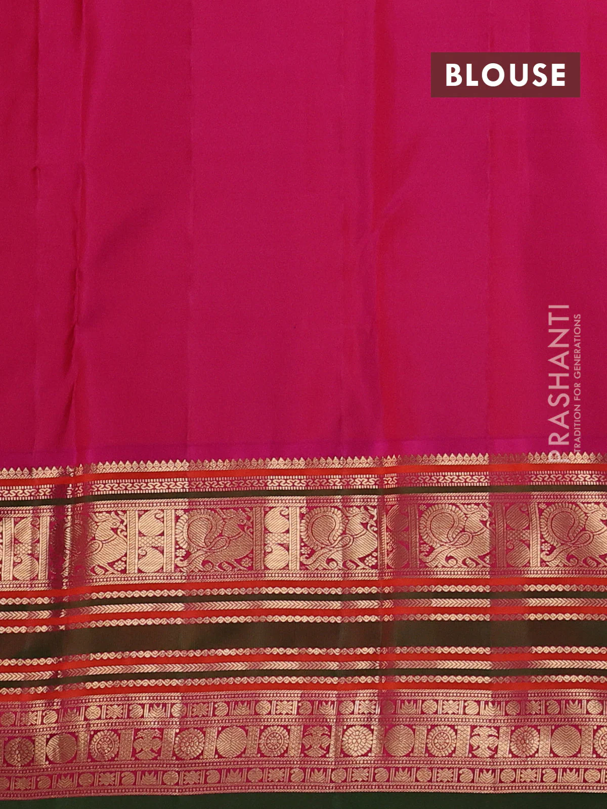 Pure kanchipuram silk saree blue and pink with zari woven buttas and long zari woven korvai border - Image 4