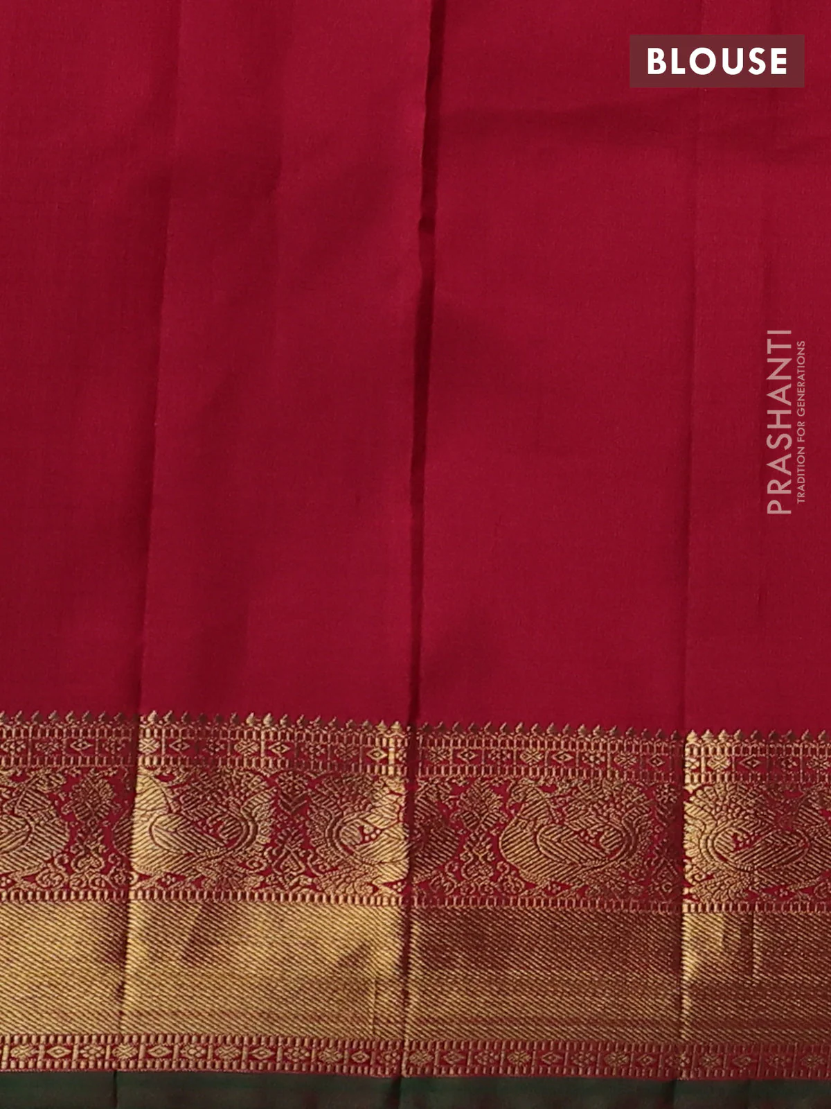 Pure kanchipuram silk saree blue and red with annam & rudhraksha zari woven buttas and rich zari woven korvai border - Image 4