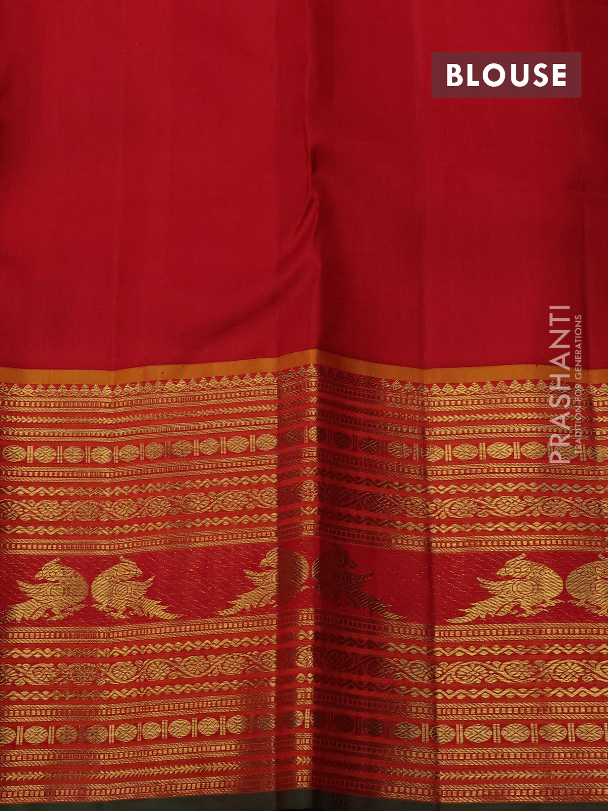 Pure kanchipuram silk saree blue and red with zari woven buttas and zari woven border - Image 4