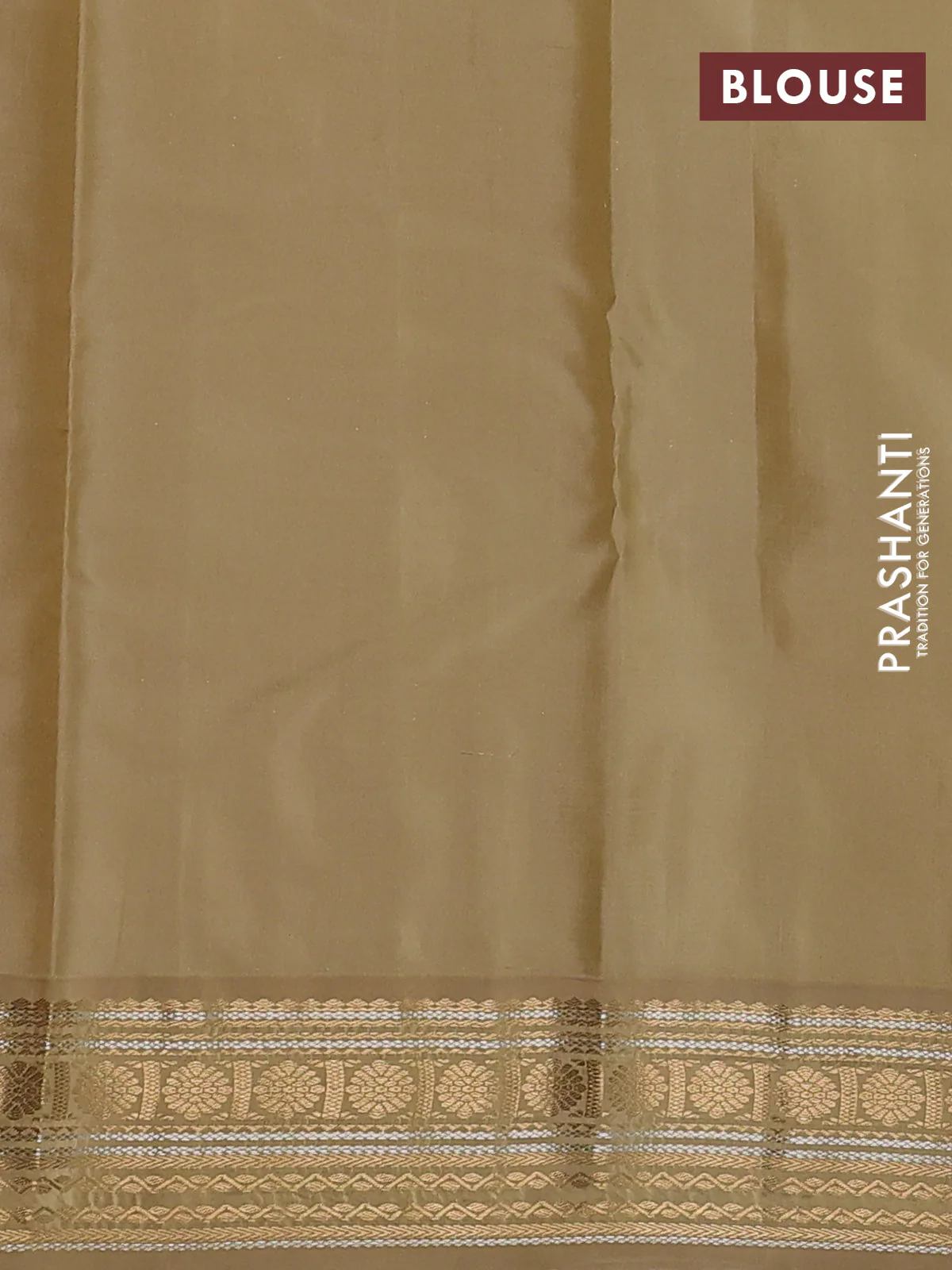 Pure kanchipuram silk saree blue and sandal with allover zari weaves & buttas and rich zari woven korvai border - Image 3