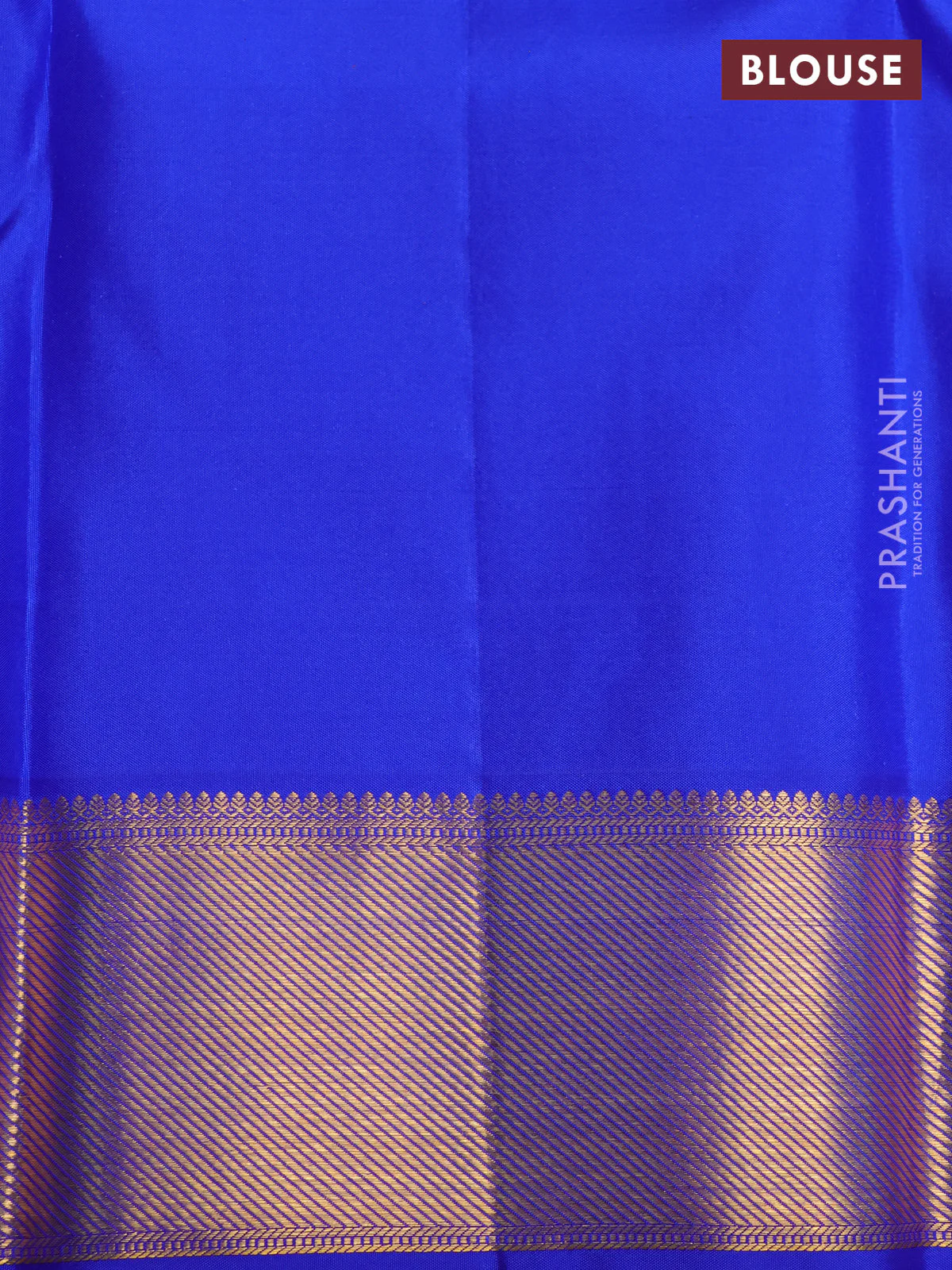 Pure kanchipuram silk saree blue with allover zari woven checked brocade weaves and rich zari woven border - Image 4