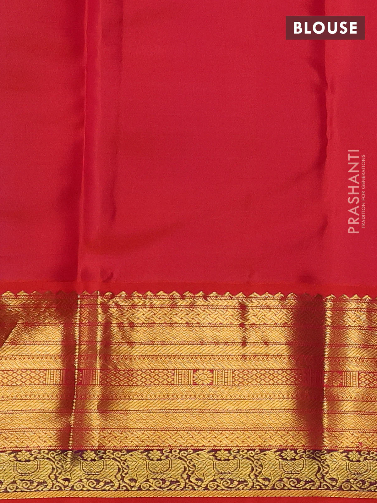 Pure kanchipuram silk saree blue with zari woven buttas and ganga jamuna border - Image 4