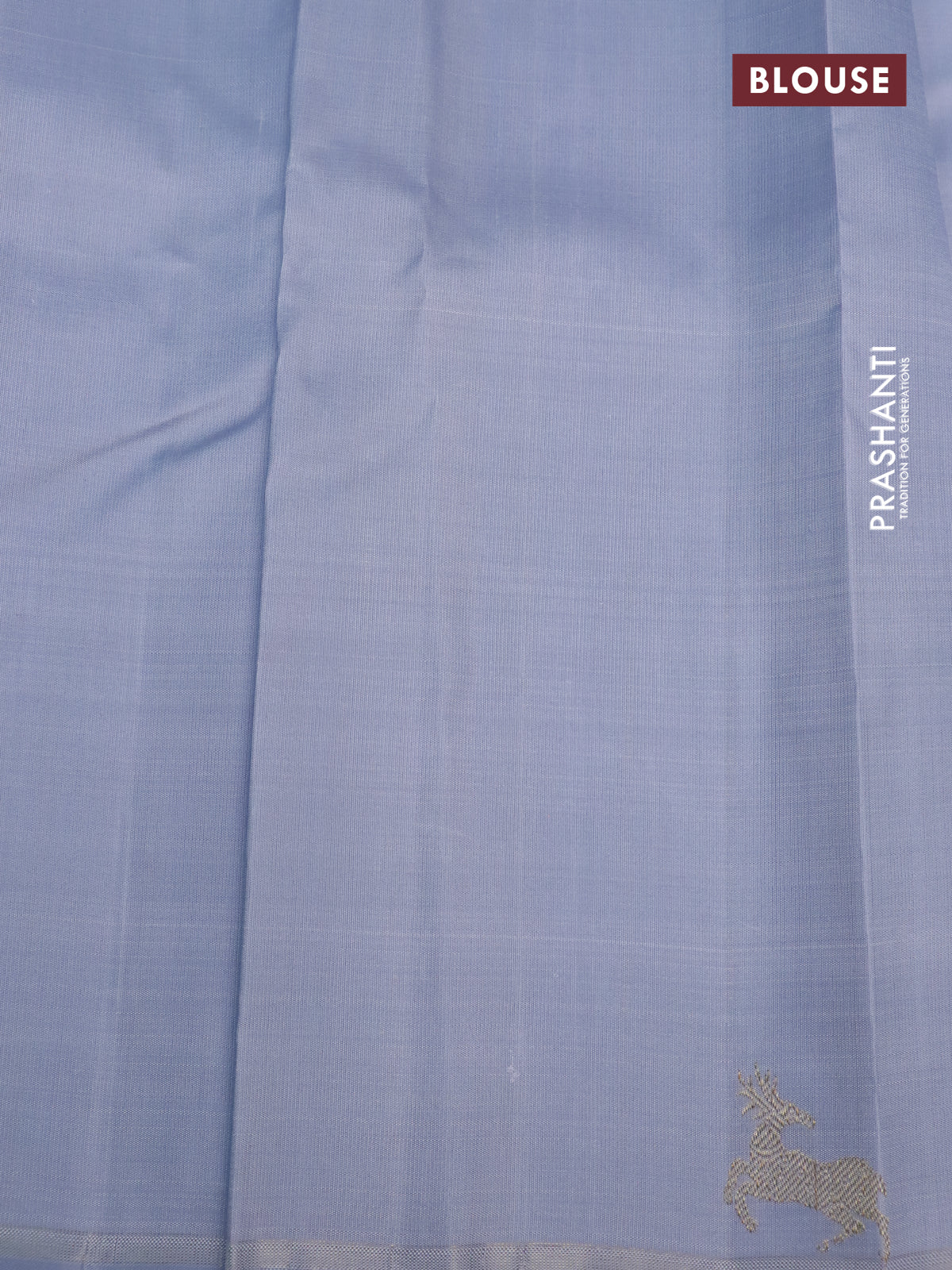 Pure kanchipuram silk saree bluish grey with plain body and zari woven butta border - Image 4