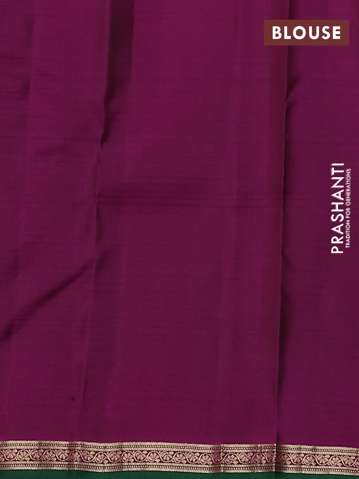 Pure kanchipuram silk saree bottle green and purple with allover zari buttas and zari woven border - Image 3