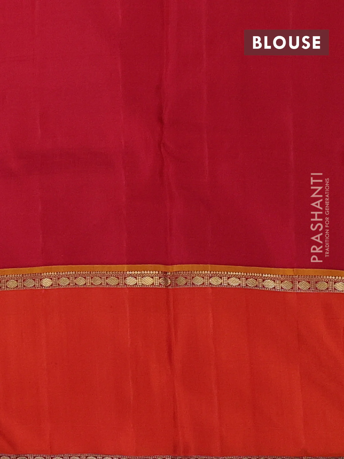 Pure kanchipuram silk saree bottle green and red orange with zari woven buttas and rettapet zari woven korvai border - Image 4
