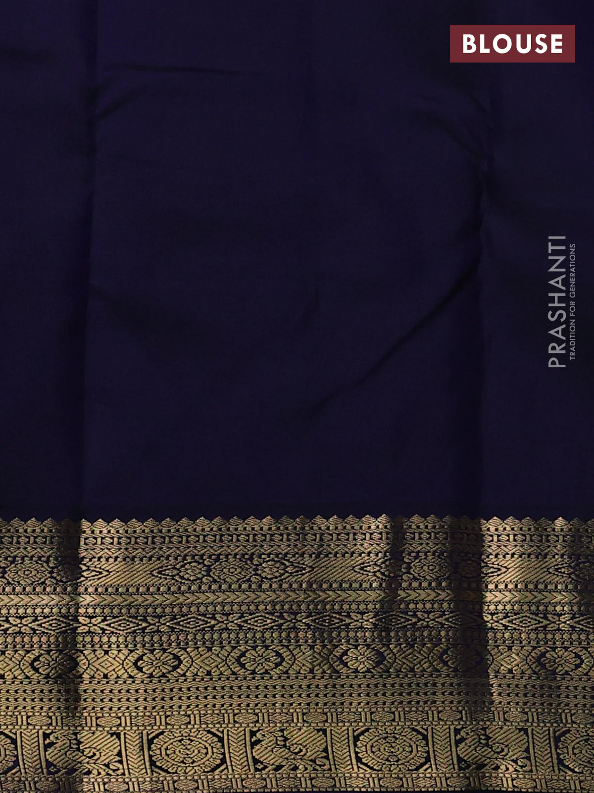 Pure kanchipuram silk saree cream and navy blue with zari woven buttas and rich zari woven korvai border - Image 4