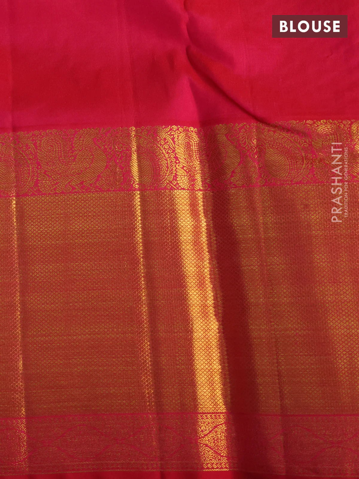 Pure kanchipuram silk saree cream and pink with allover zari woven 1000 butta weaves and zari woven border - Image 4