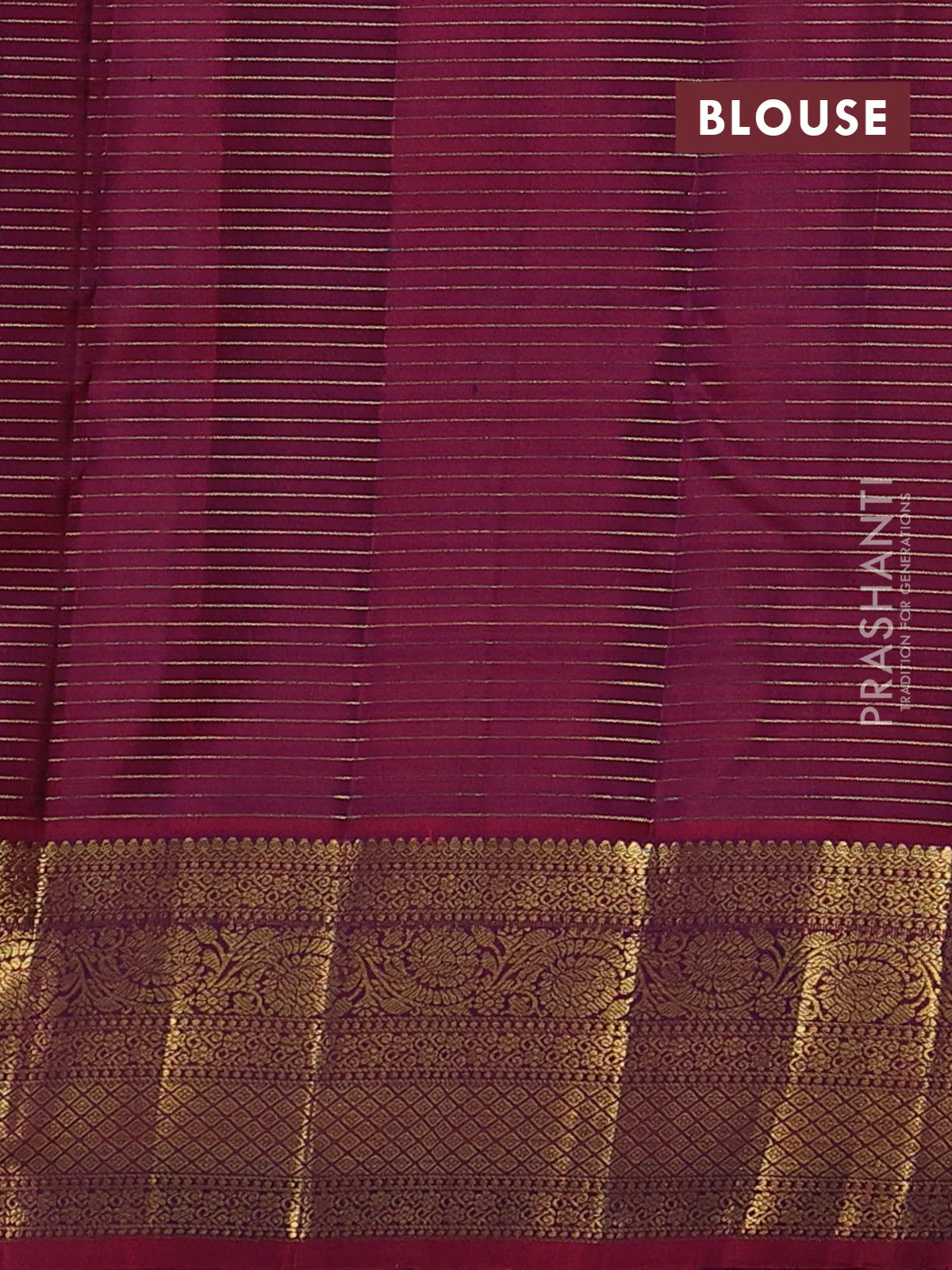 Pure kanchipuram silk saree cs blue and maroon with allover zari checks & buttas and zari woven border - Image 4