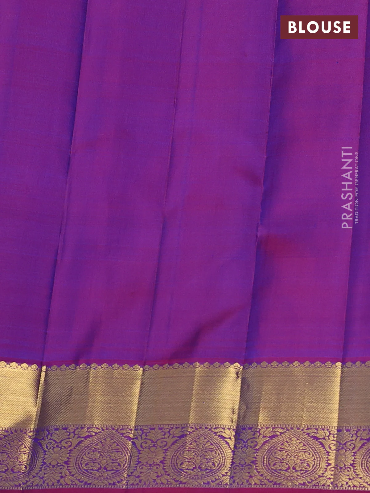 Pure kanchipuram silk saree cs blue and maroon with zari woven buttas and zari woven border - Image 4