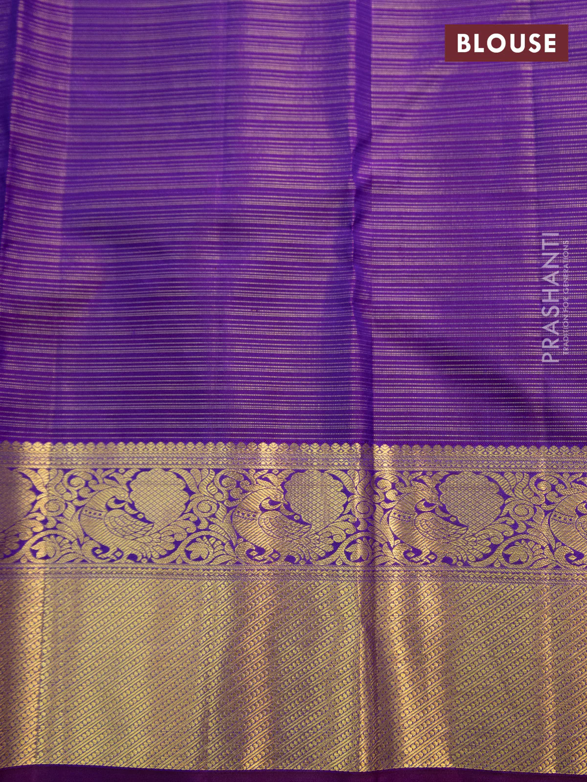 Pure kanchipuram silk saree cs blue and purple with allover zari woven vairaosi pattern & buttas and zari woven border - Image 5
