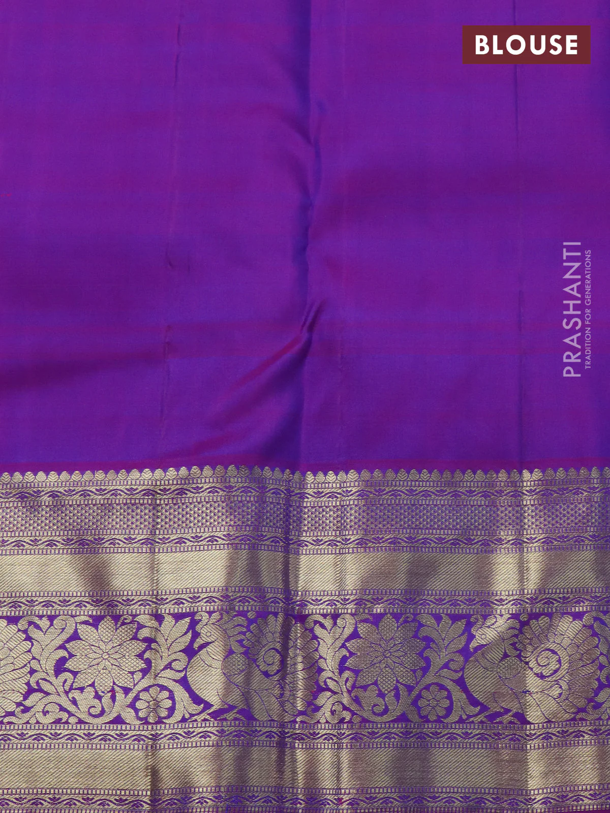 Pure kanchipuram silk saree cs blue and purple with zari woven buttas and zari woven border - Image 4