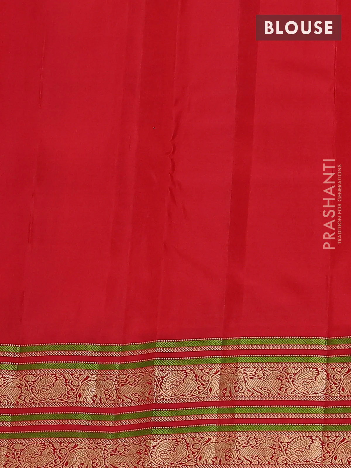 Pure kanchipuram silk saree cs blue and red with allover zari woven stripes pattern and zari woven border - Image 3