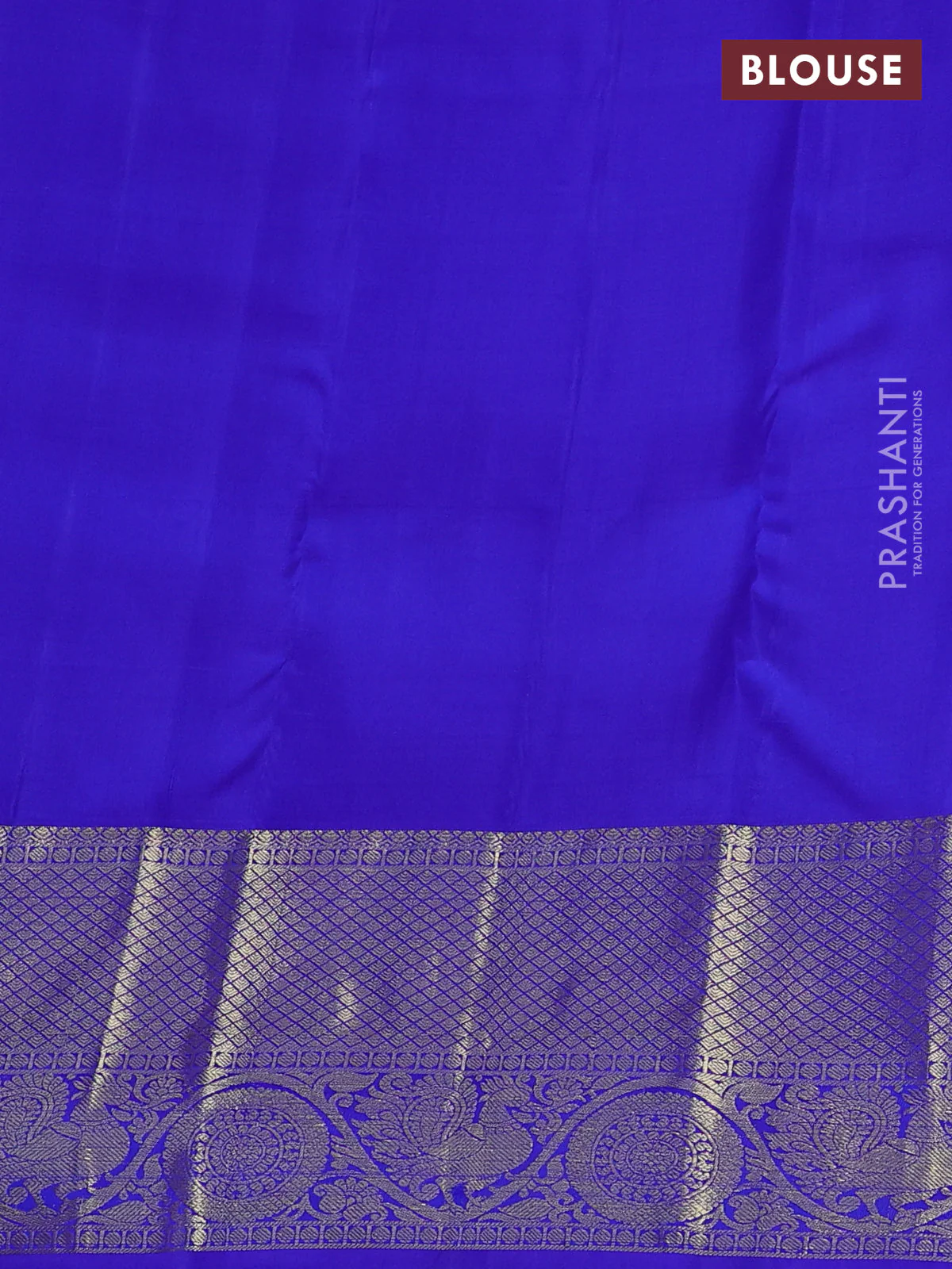 Pure kanchipuram silk saree cs blue and royal blue with zari woven buttas and zari woven border - Image 4