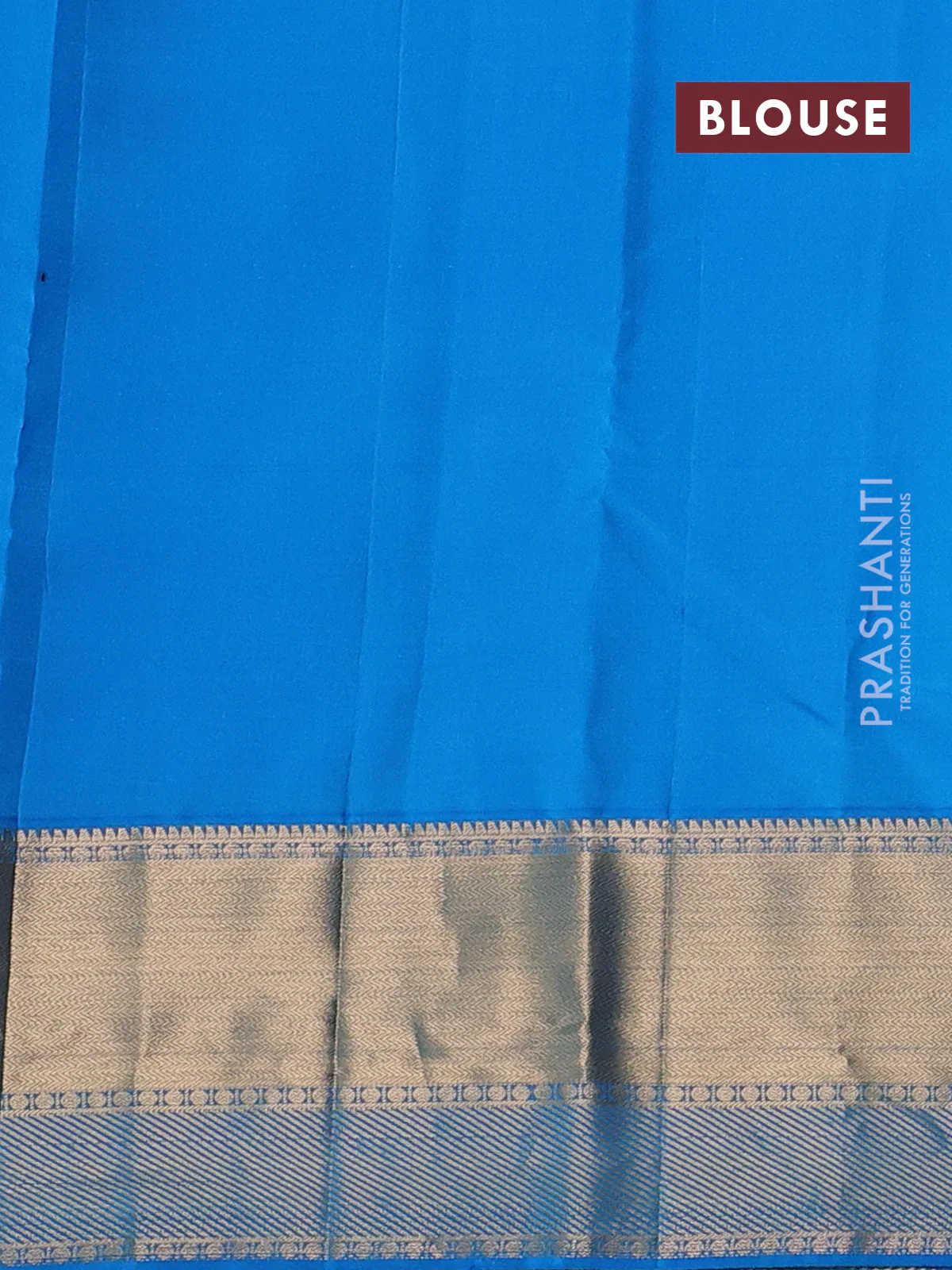 Pure kanchipuram silk saree cs blue with allover silver & gold zari weaves and rich zari woven border - Image 3