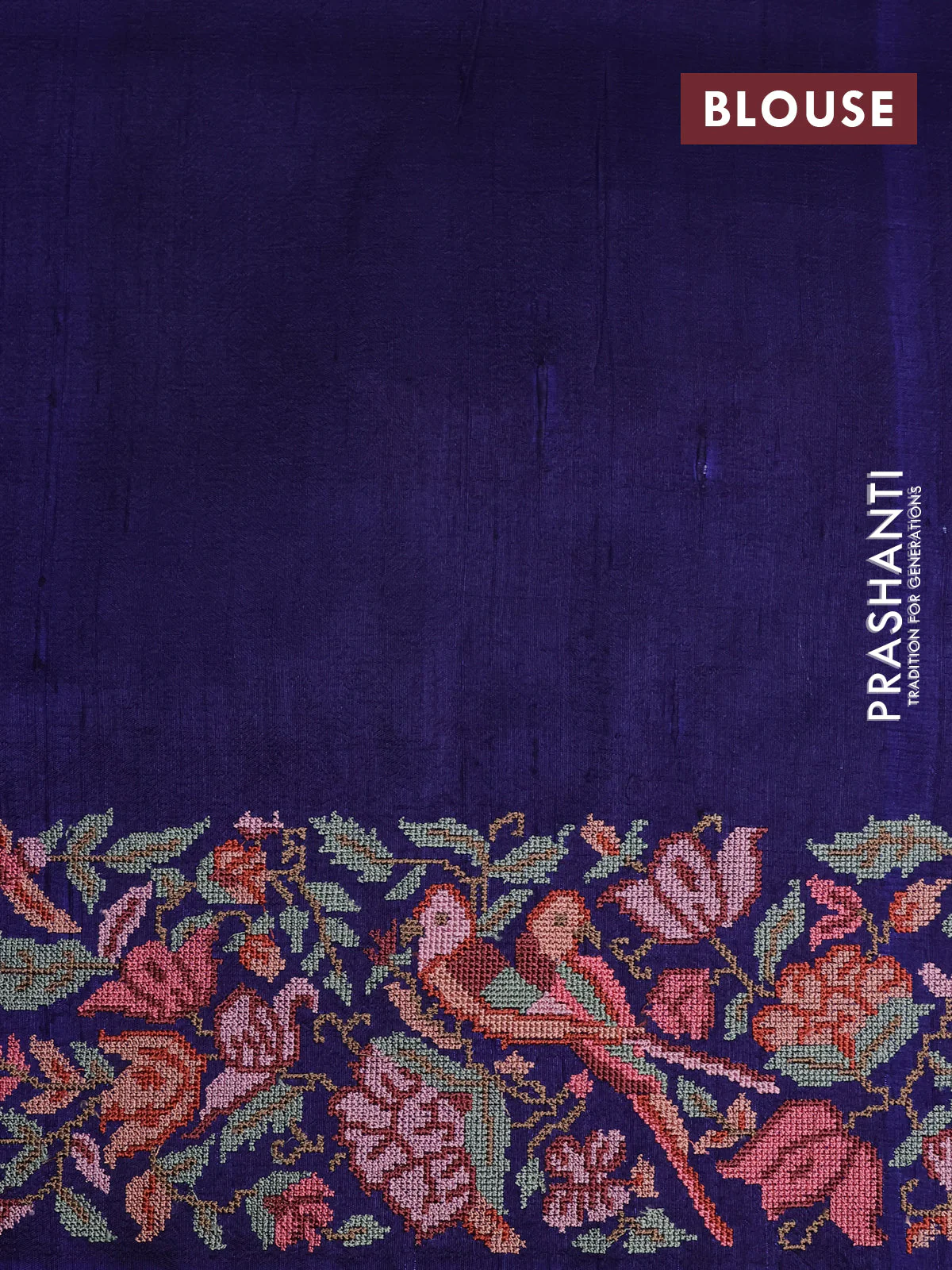 Pure kanchipuram silk saree dark blue and teal blue with thread woven buttas and zari woven embroidery work border - Image 4