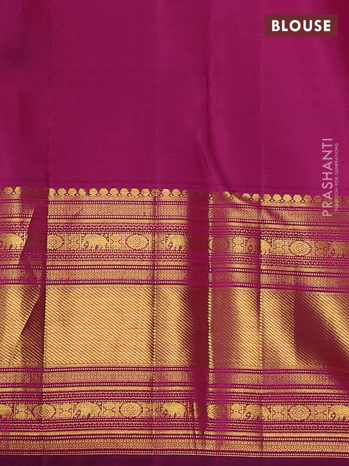 Pure kanchipuram silk saree dark magenta pink with allover zari woven brocade weaves and long zari woven border - Image 4