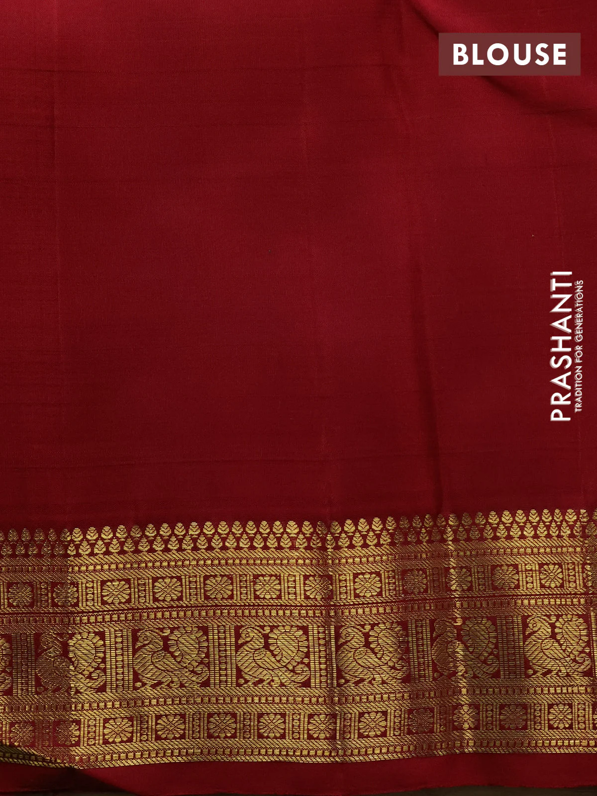 Pure kanchipuram silk saree deep maroon and red with zari woven buttas and rich zari woven border - Image 4